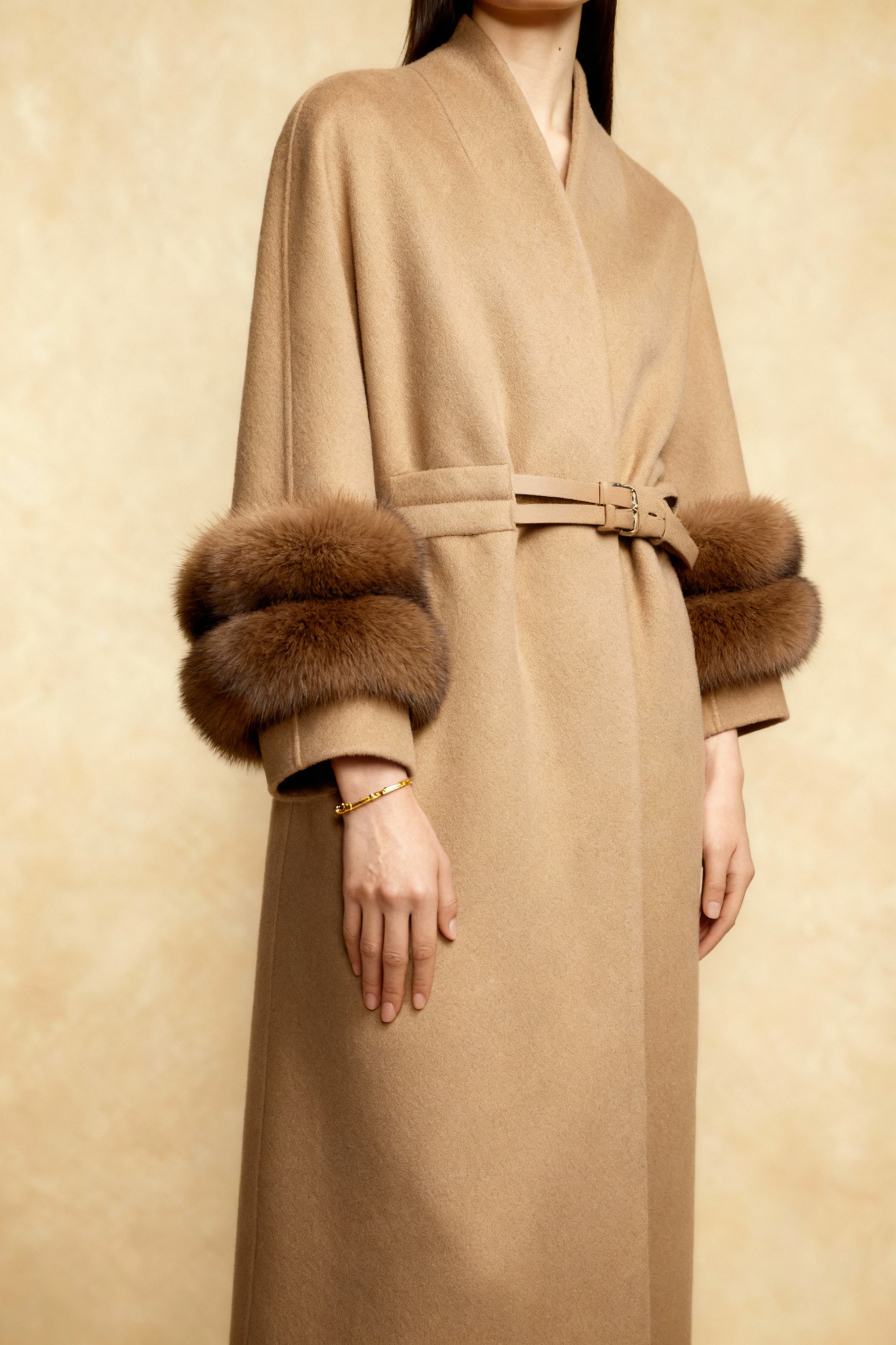Honey Sable Cuff & Wool Coat