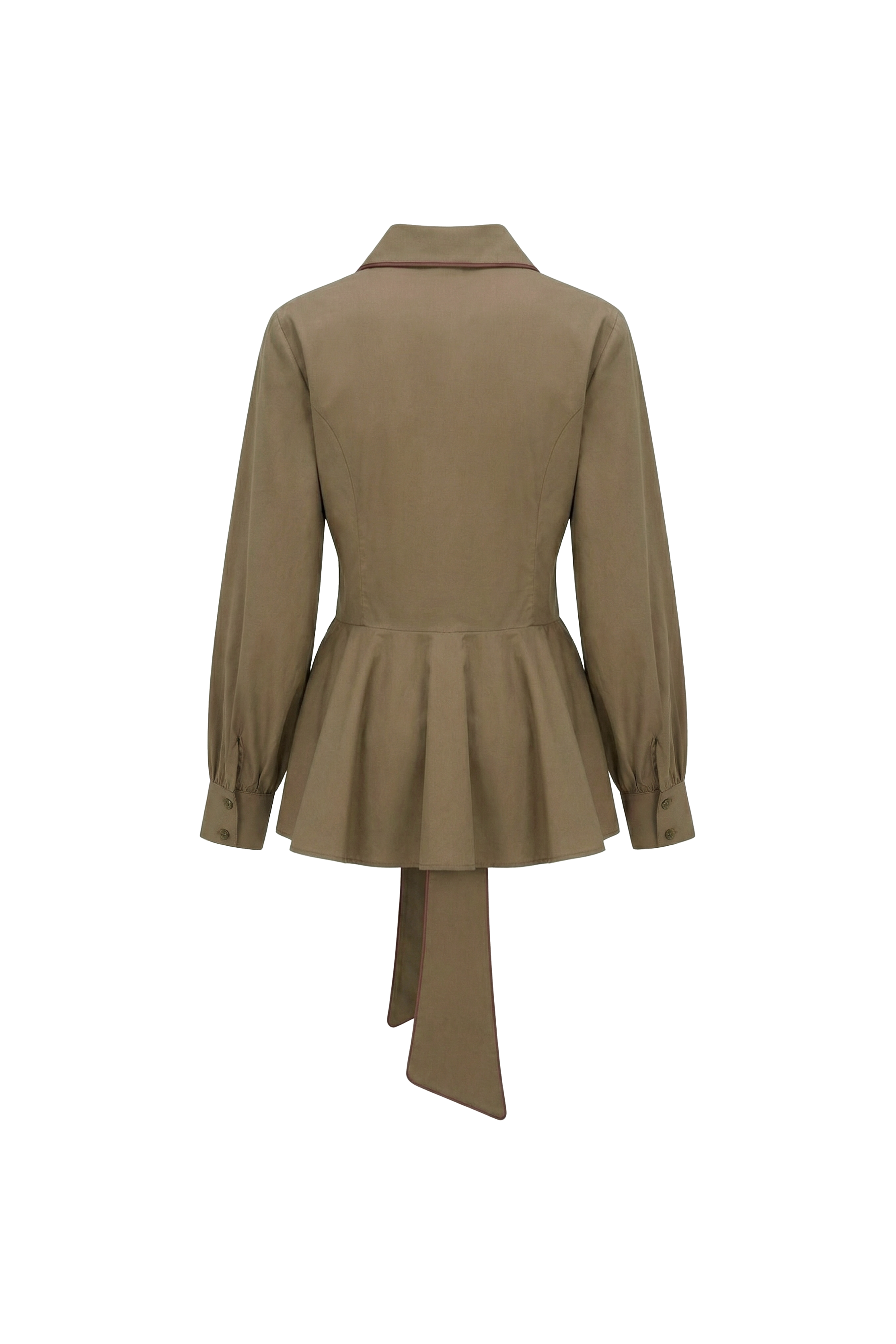 Tabacco Tailored Belted Cotton Blouse