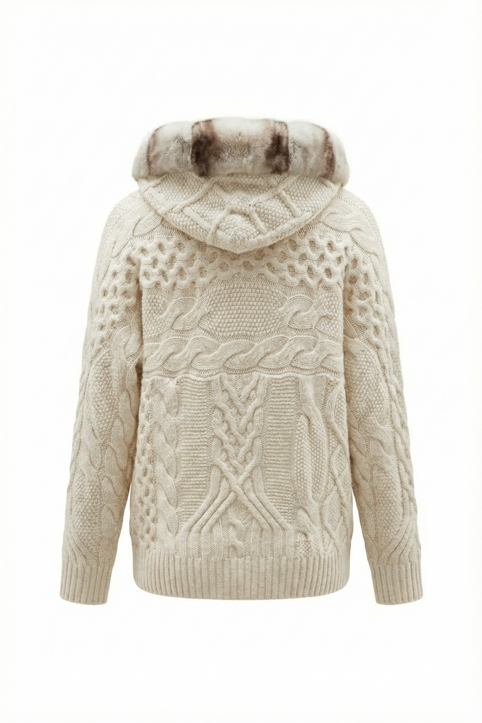 Alverra Rex Fur Hooded Knit Cardigan