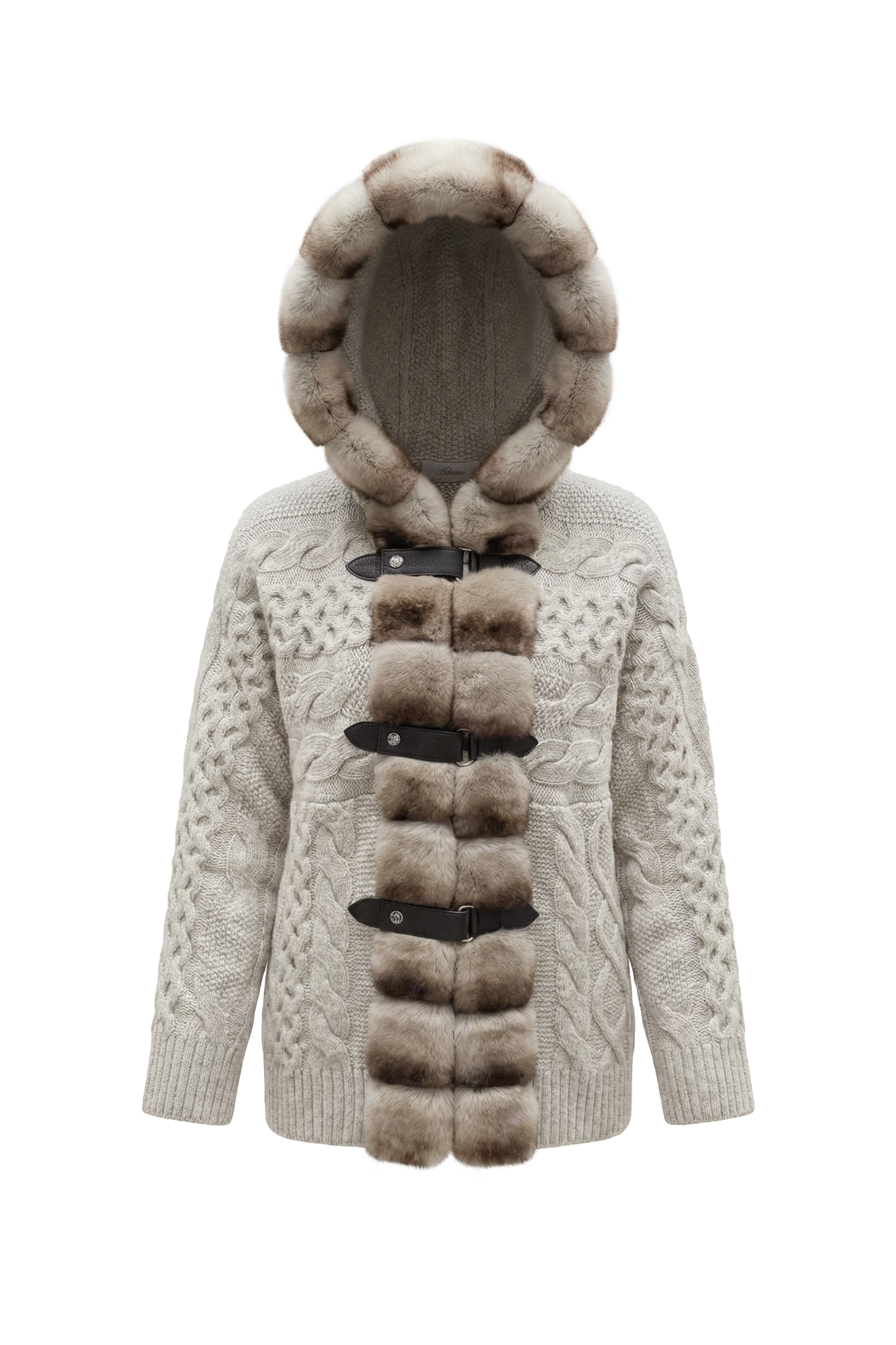 Alverra Rex Fur Hooded Knit Cardigan