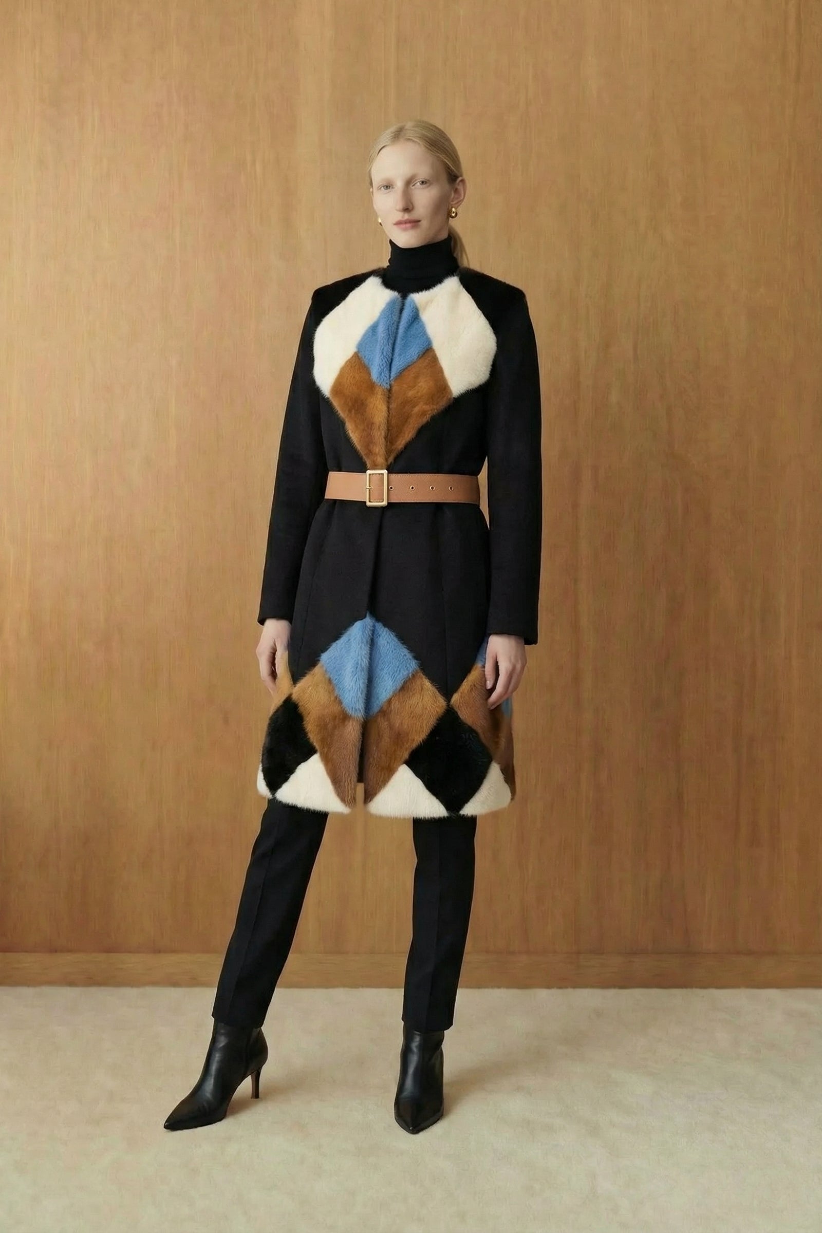 Armonia Geometric Mink Cashmere Coat