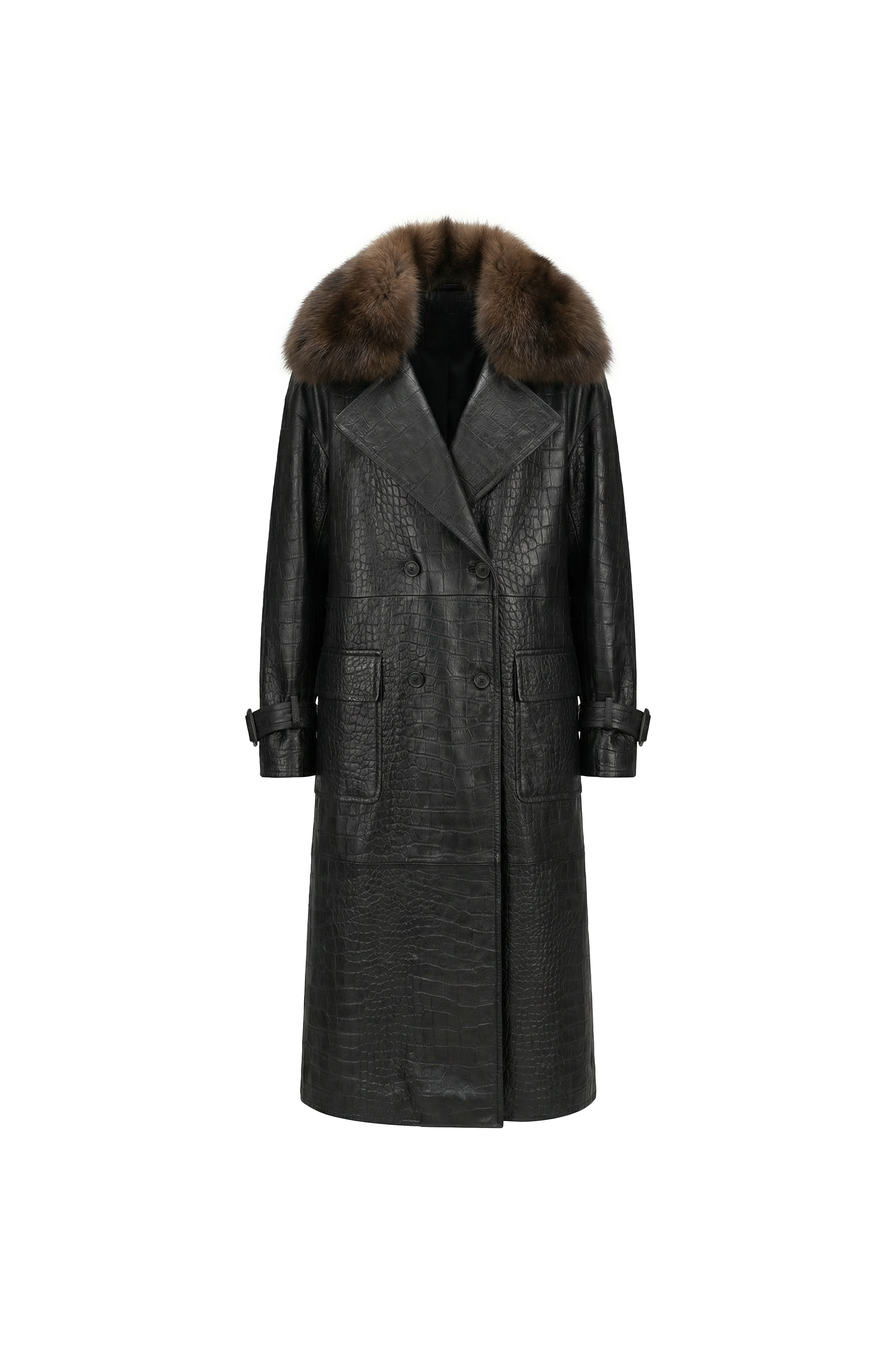 Imperia Croc-Embossed Leather Coat