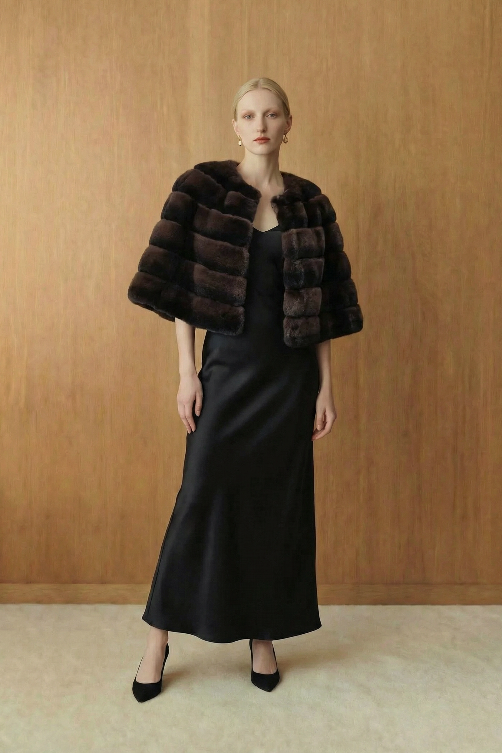 Midnight Espresso Rex Fur Cape