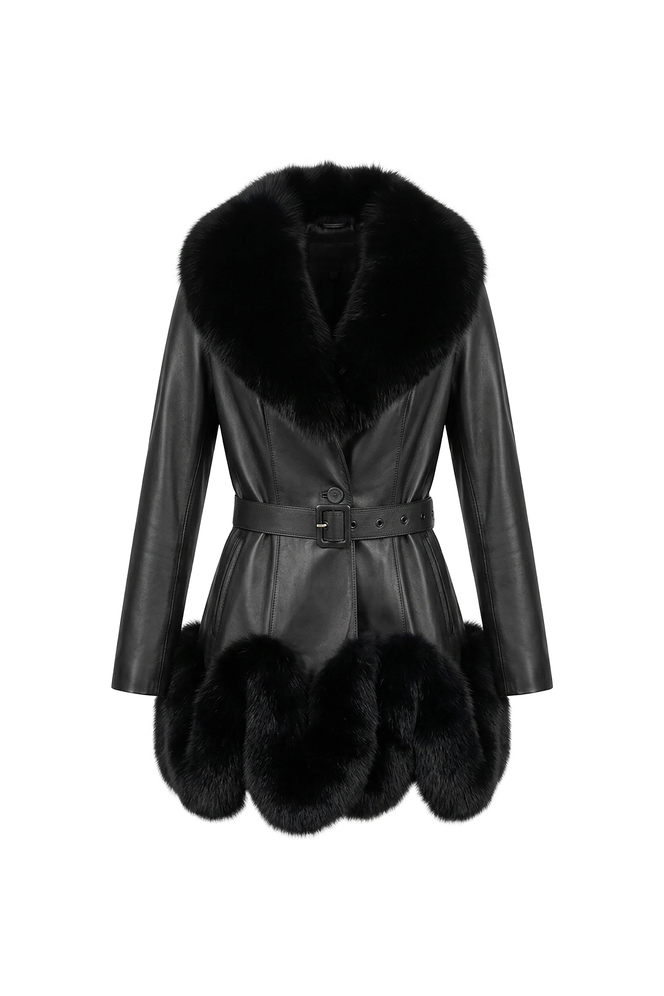 Almora Nappa Fox Trim Coat