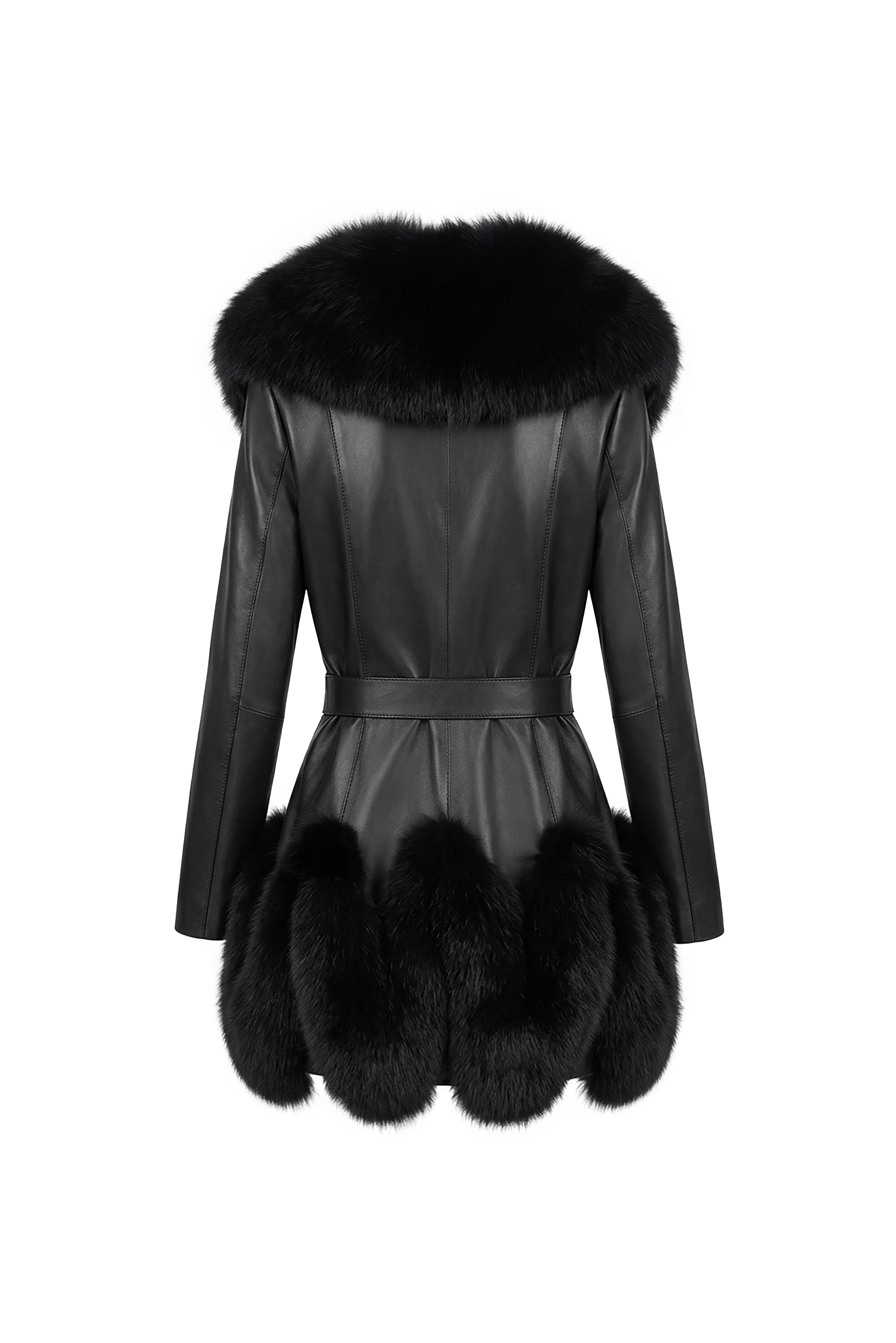 Almora Nappa Fox Trim Coat