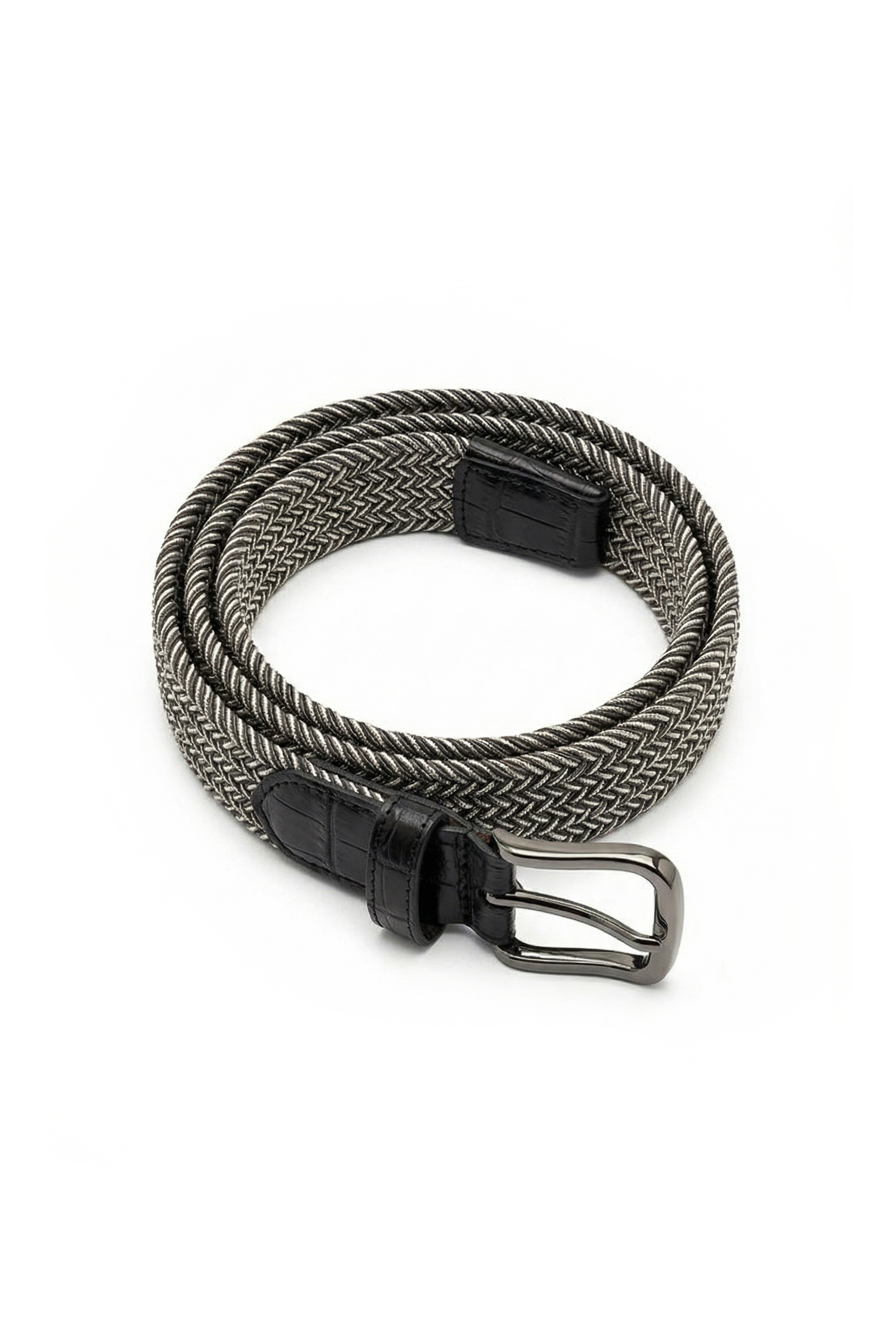 Graphite Crocodile Trim Braided Belt