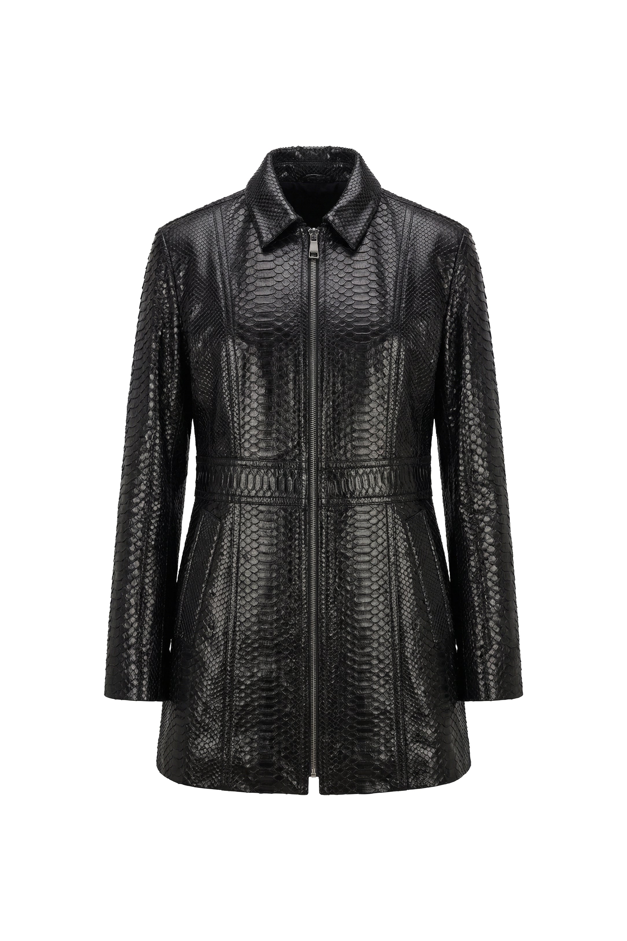 Marcella Python Zip Coat