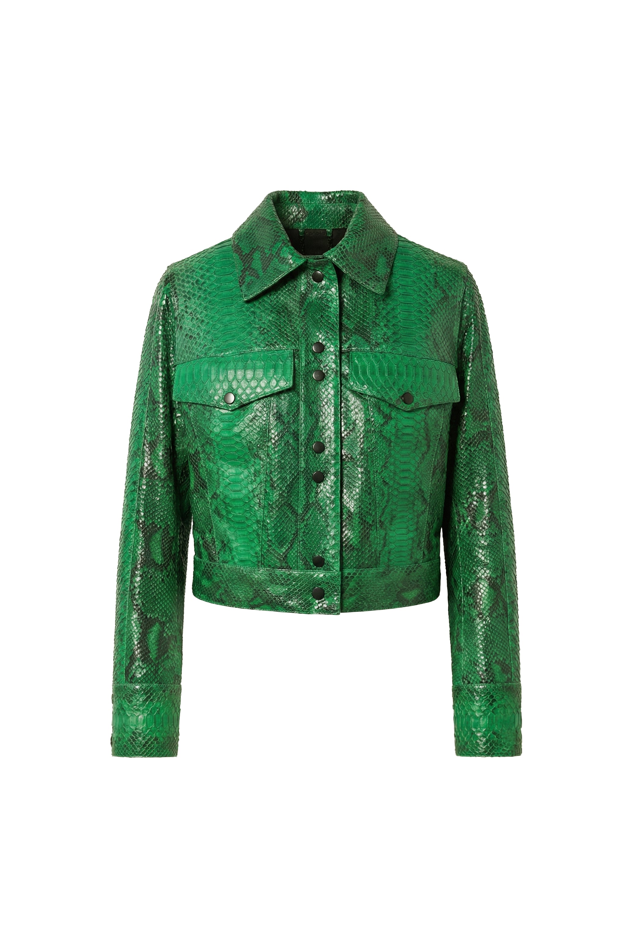 Serena Python Cropped Shirt Jacket