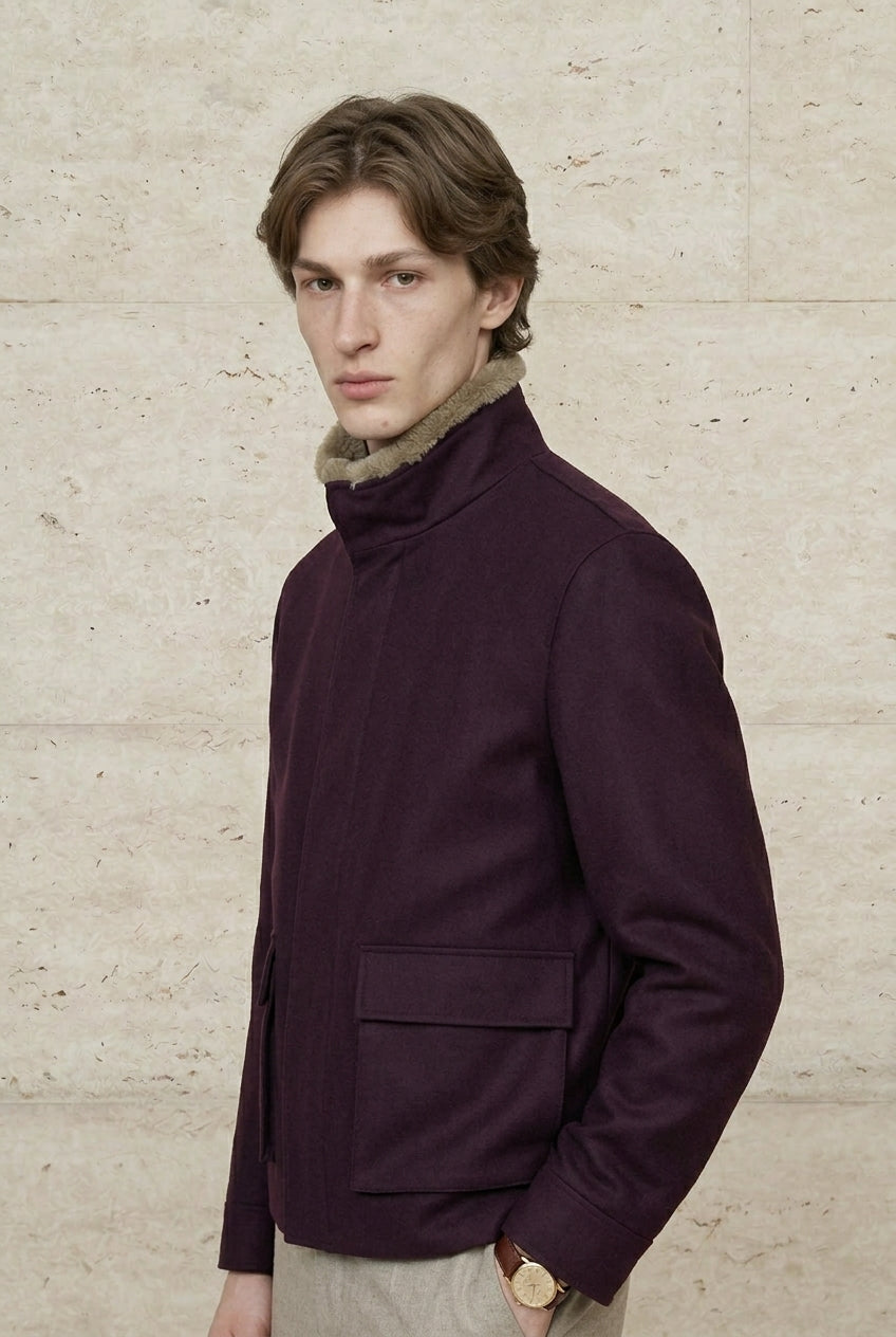 Valerio Wool Fur-Collar Jacket