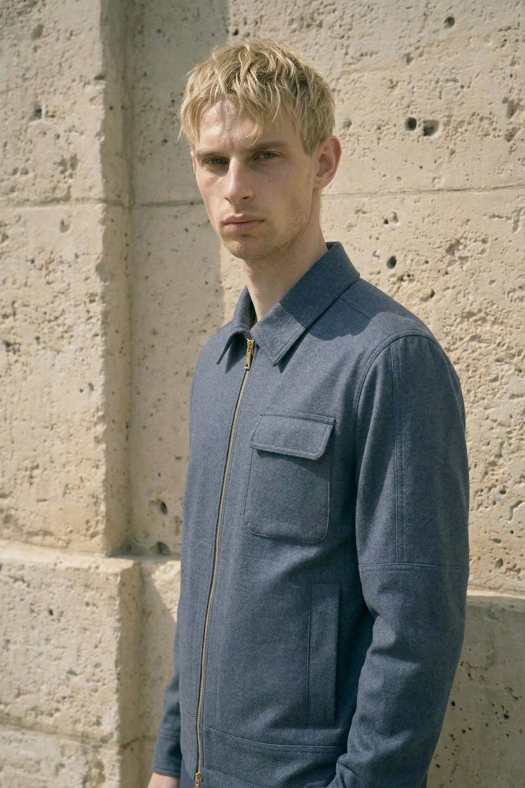 Azzuro Calmo Zip Blouson