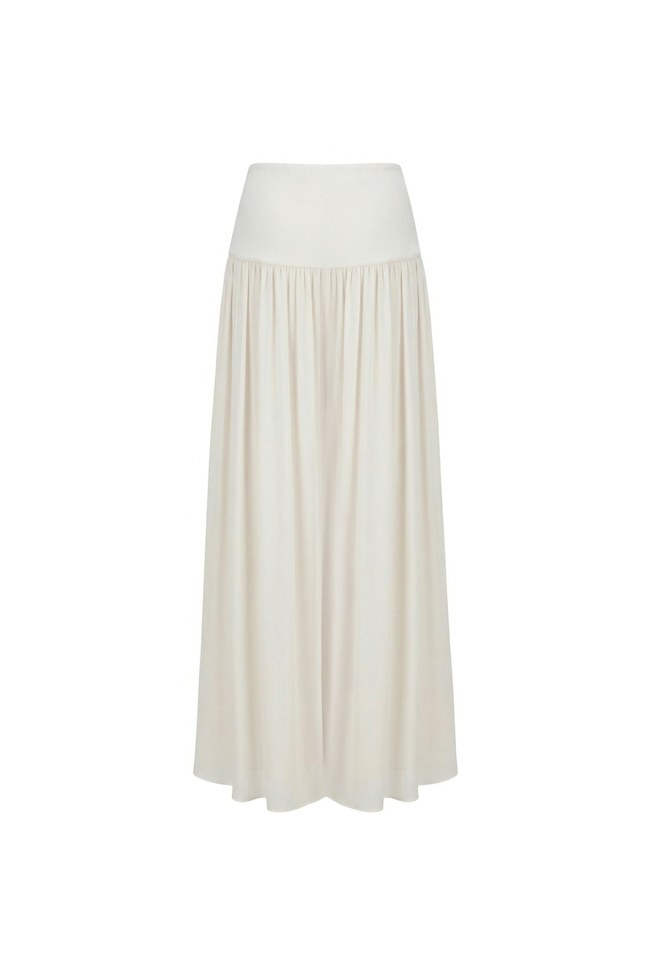 Avorio Seta Fluid Chiffon Trousers