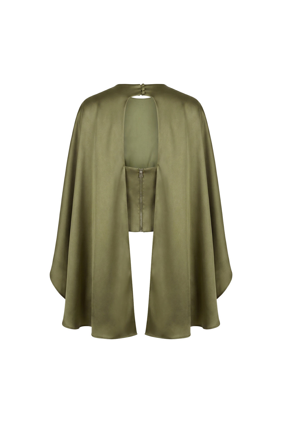 Selvaré Satin Draped Cape Blouse