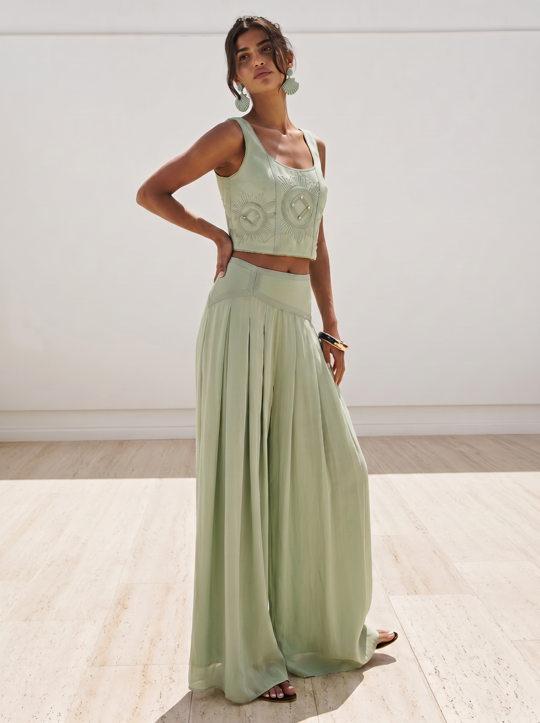 Elara Embroidered Linen Bustier