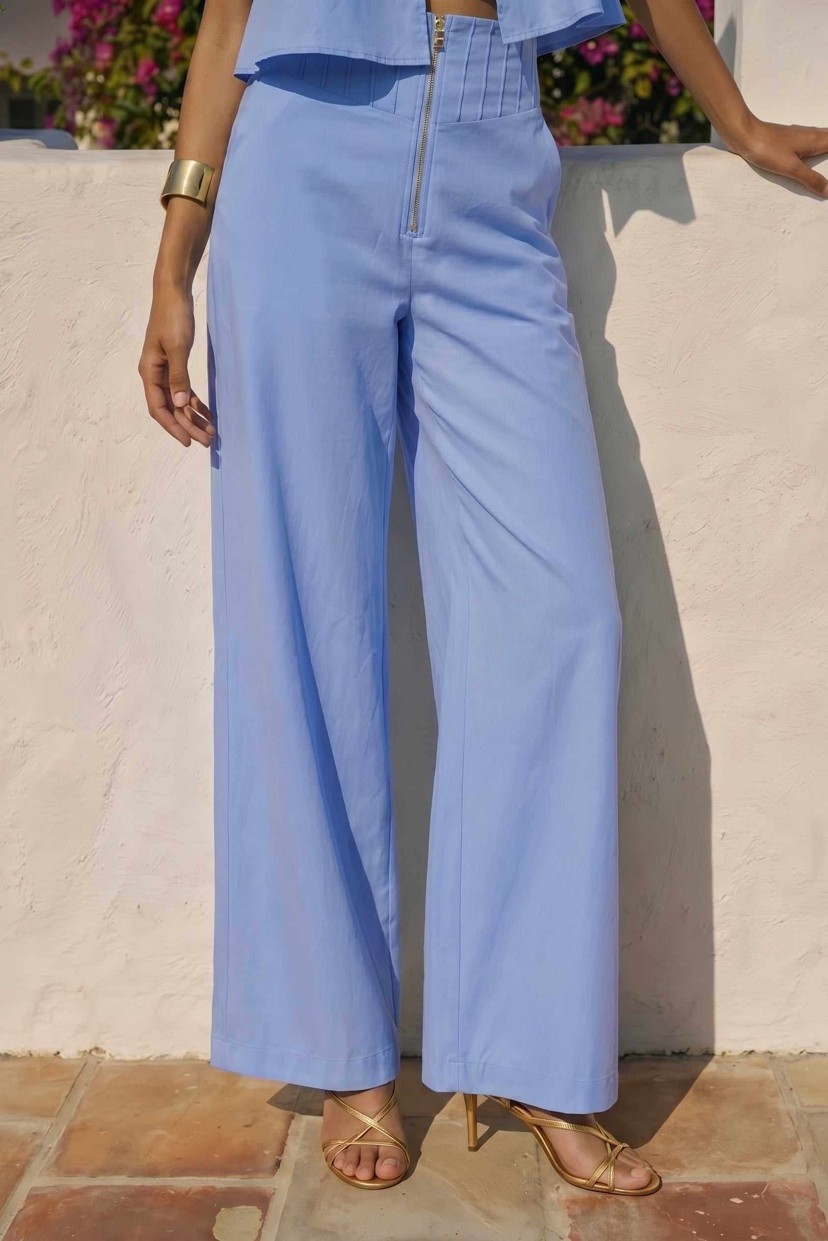 Azzurra Petalo Wide-Leg Trousers