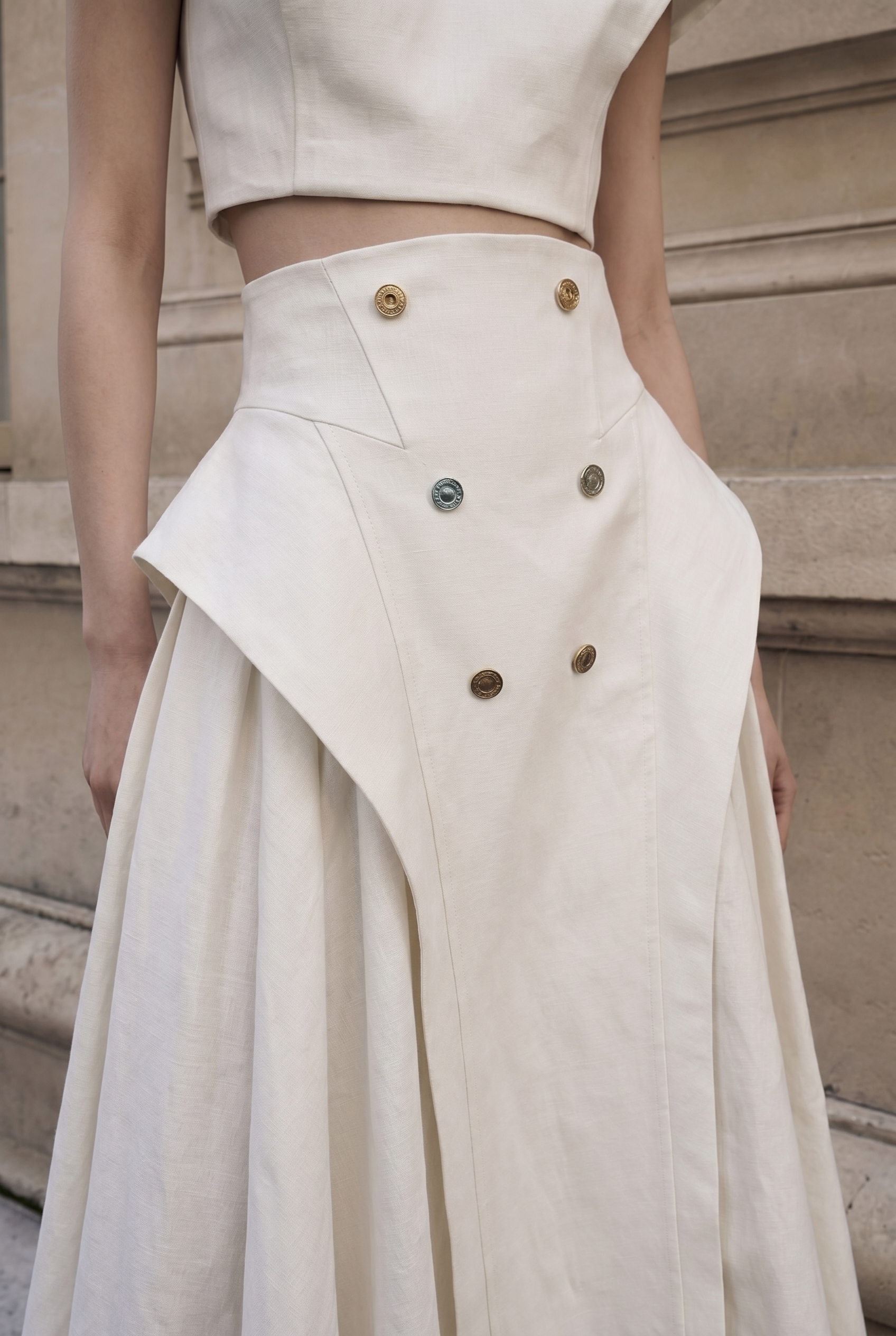 Verona High-Waisted Linen Midi Skirt