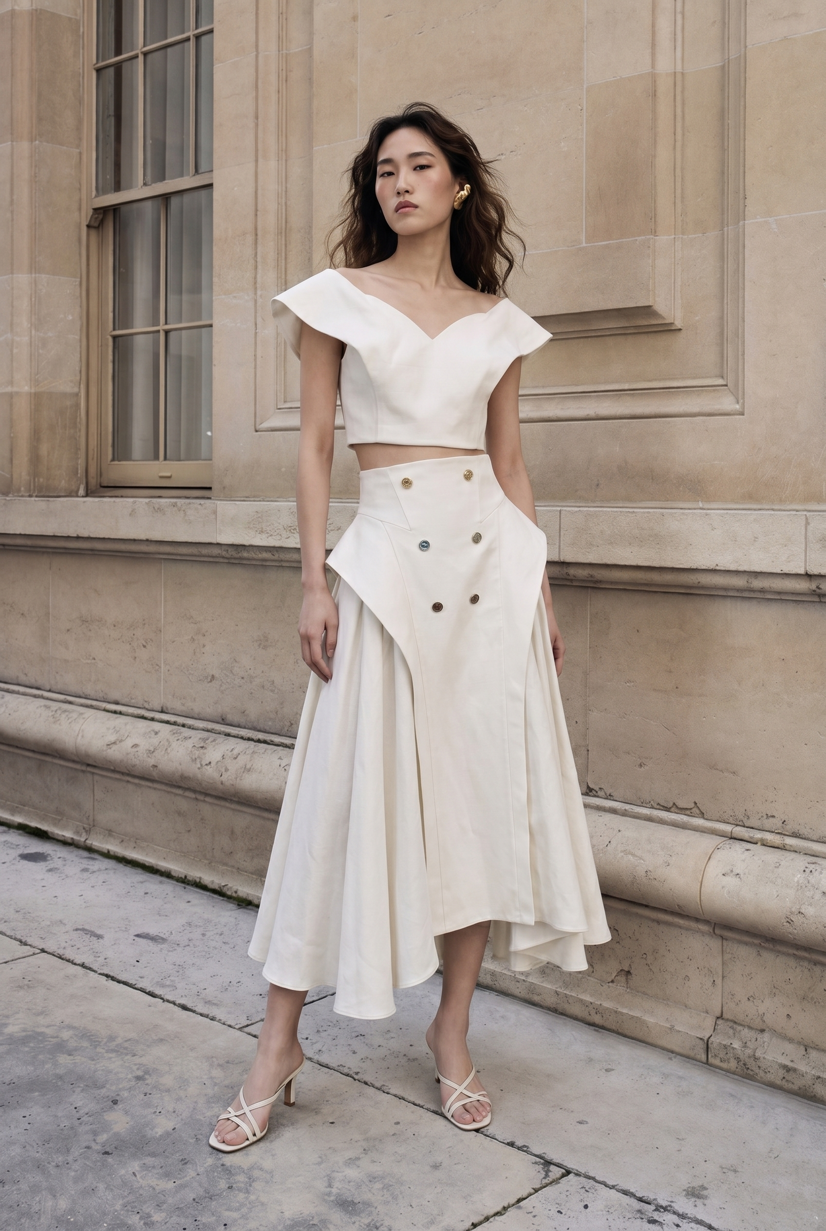Verona High-Waisted Linen Midi Skirt