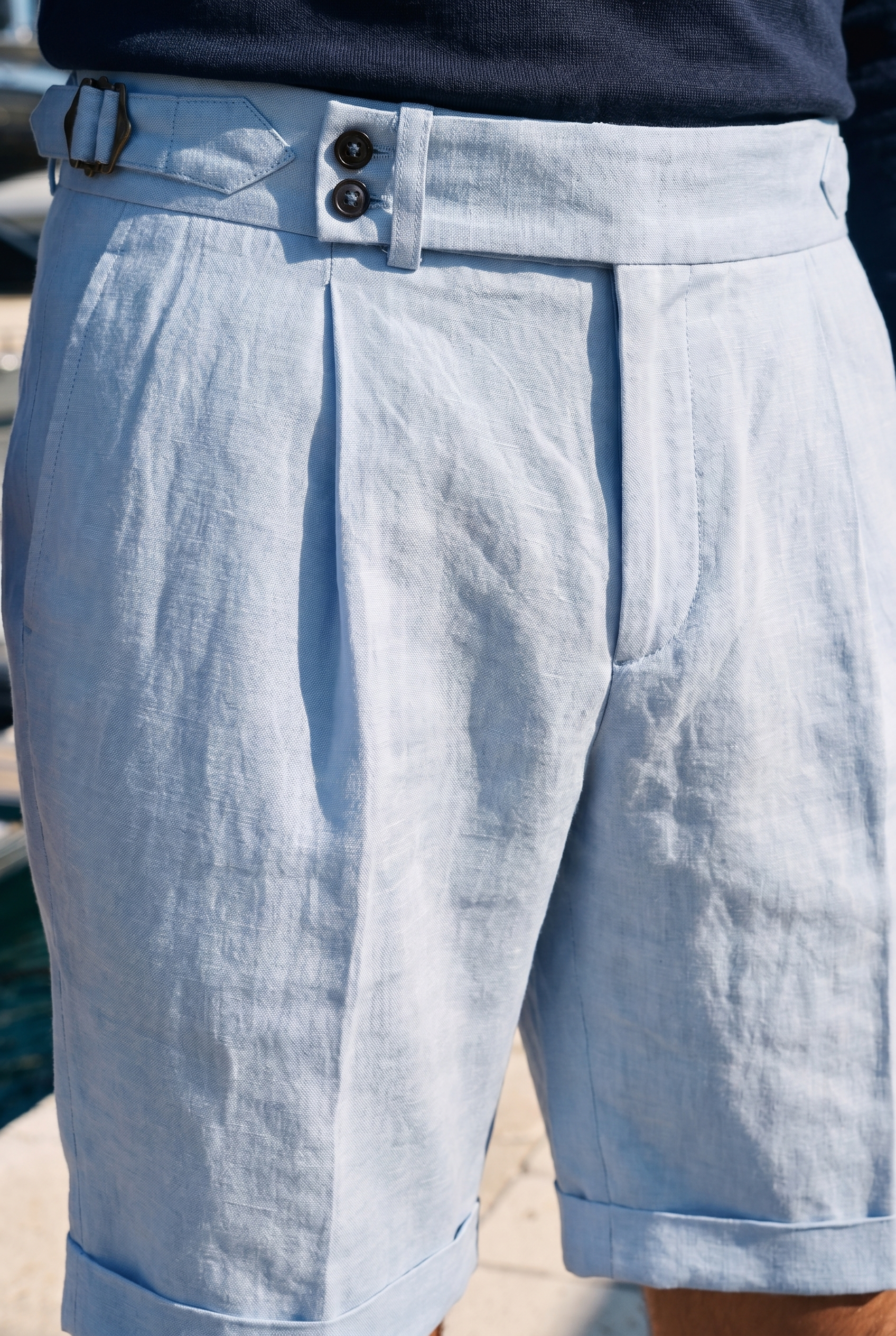 Portofino Azzurro Tailored Linen Shorts