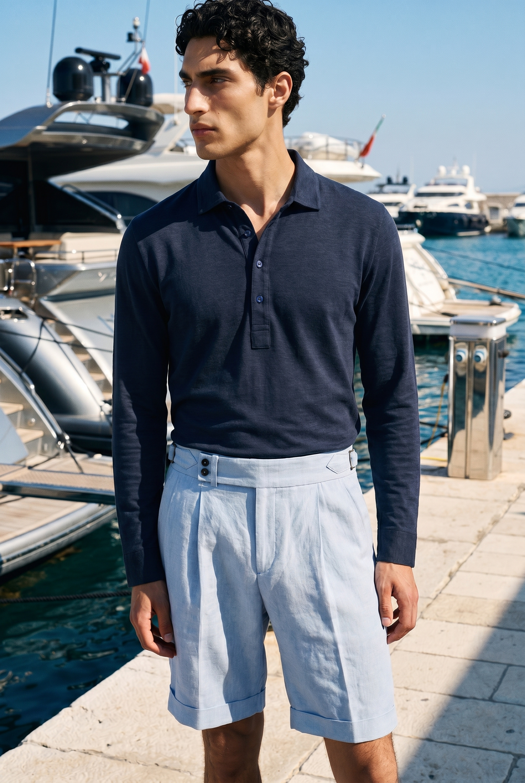 Portofino Azzurro Tailored Linen Shorts