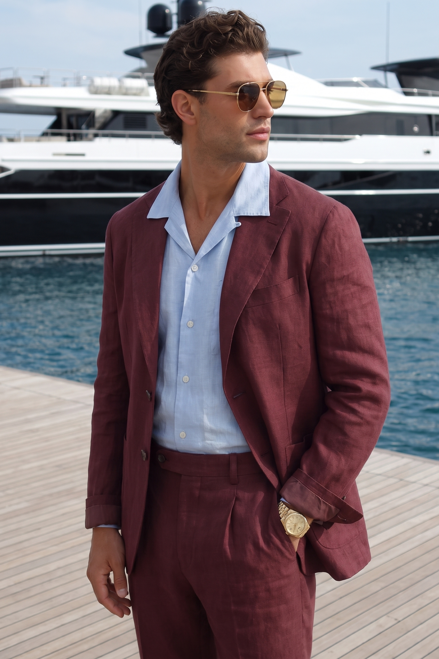 Bordeaux Riviera Linen Blazer