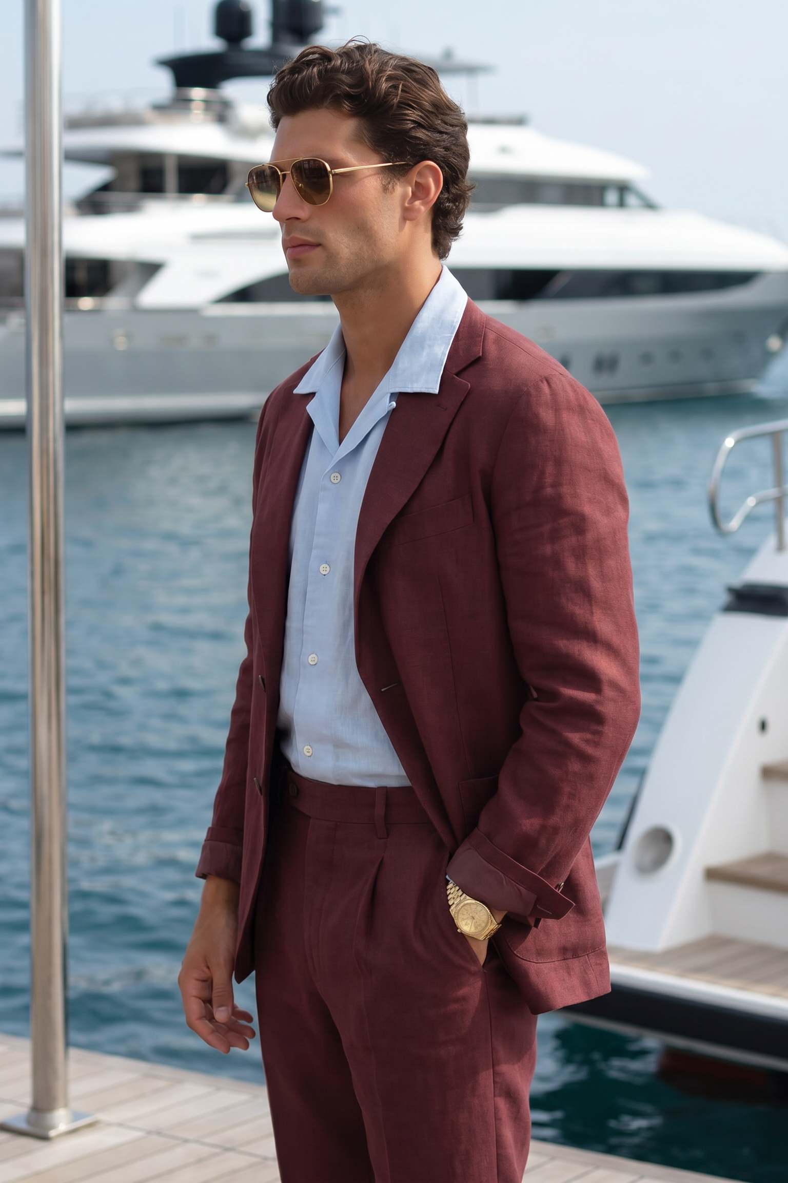 Bordeaux Riviera Linen Blazer