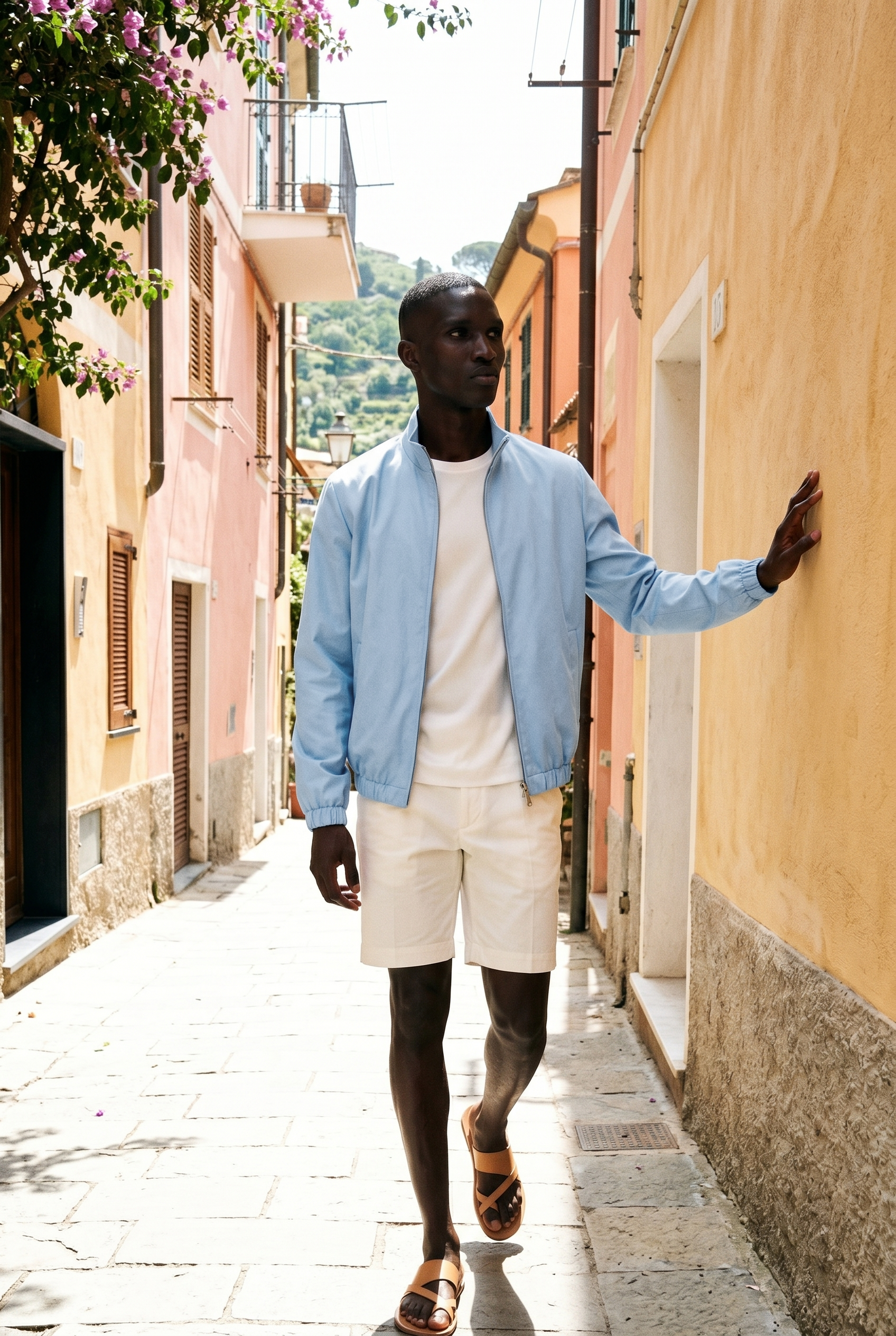 Riviera Sky Reversible Linen Jacket