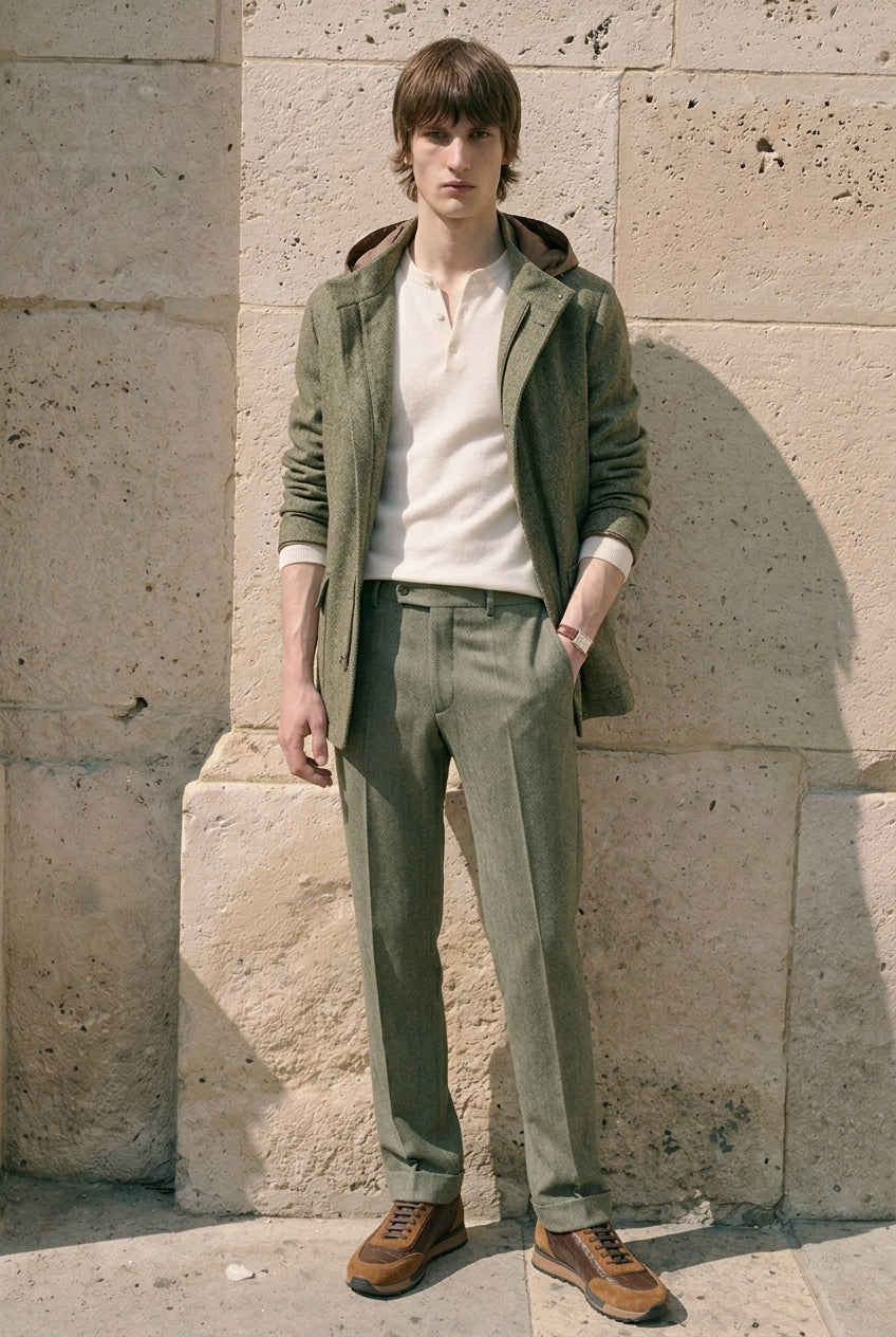 Arden Herringbone Hooded Coat