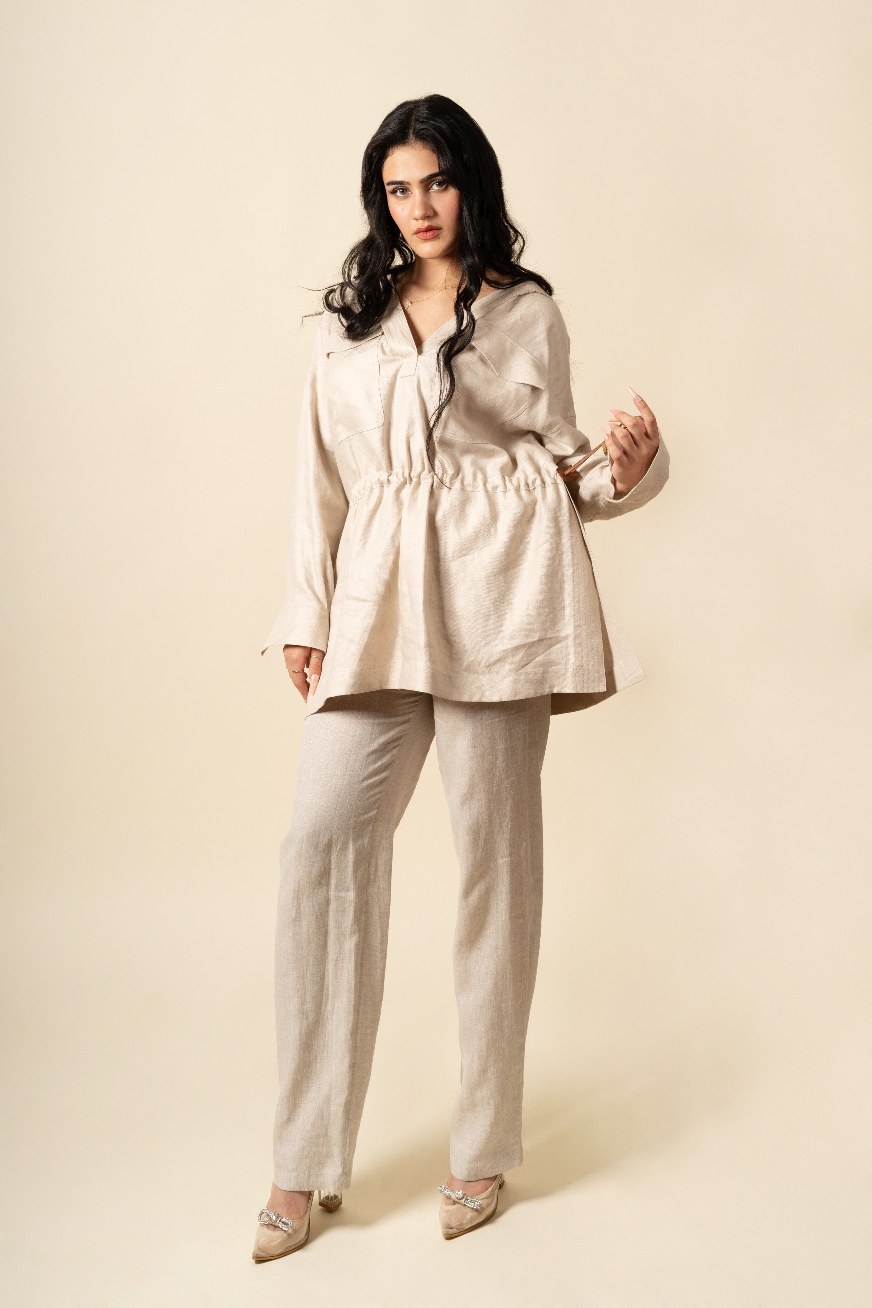 Beige Comfort Hooded Pullover