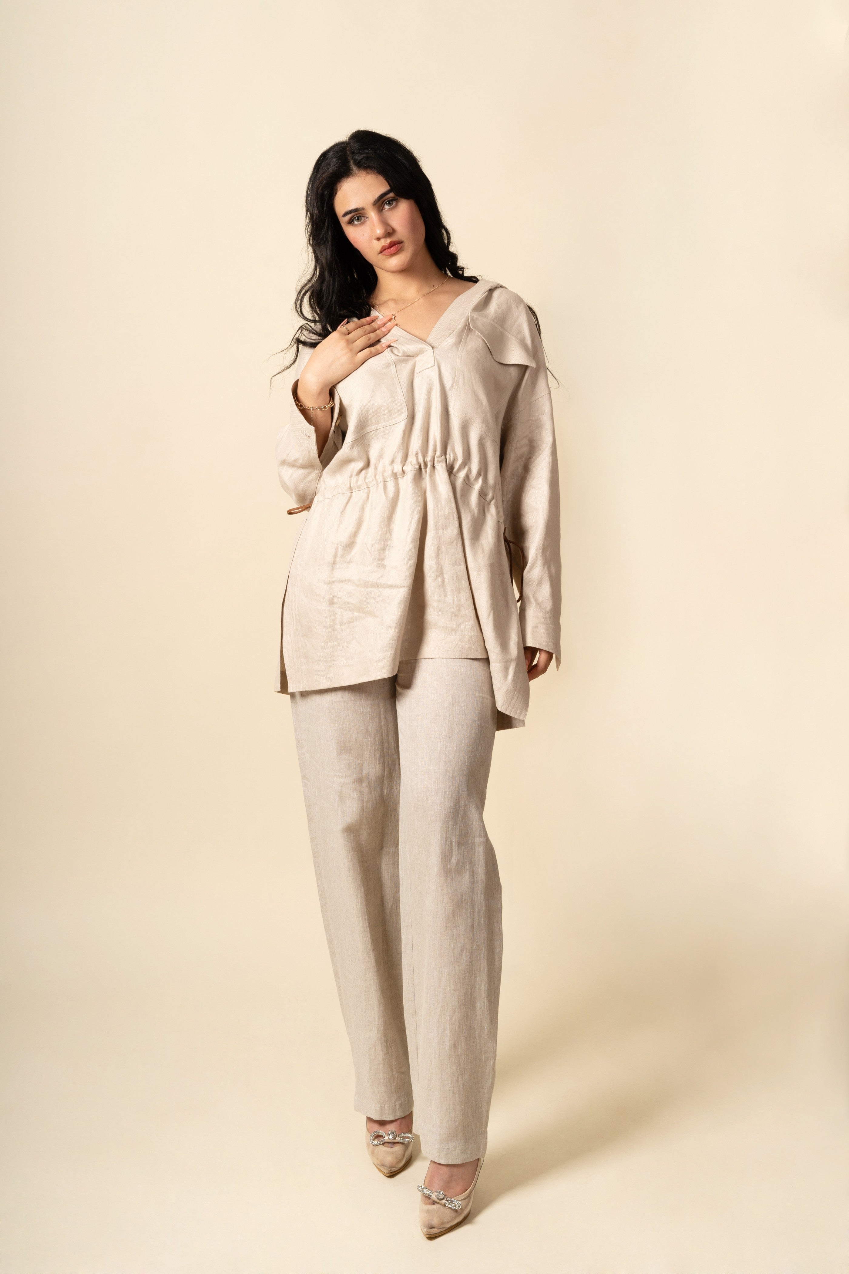 Beige Comfort Hooded Pullover