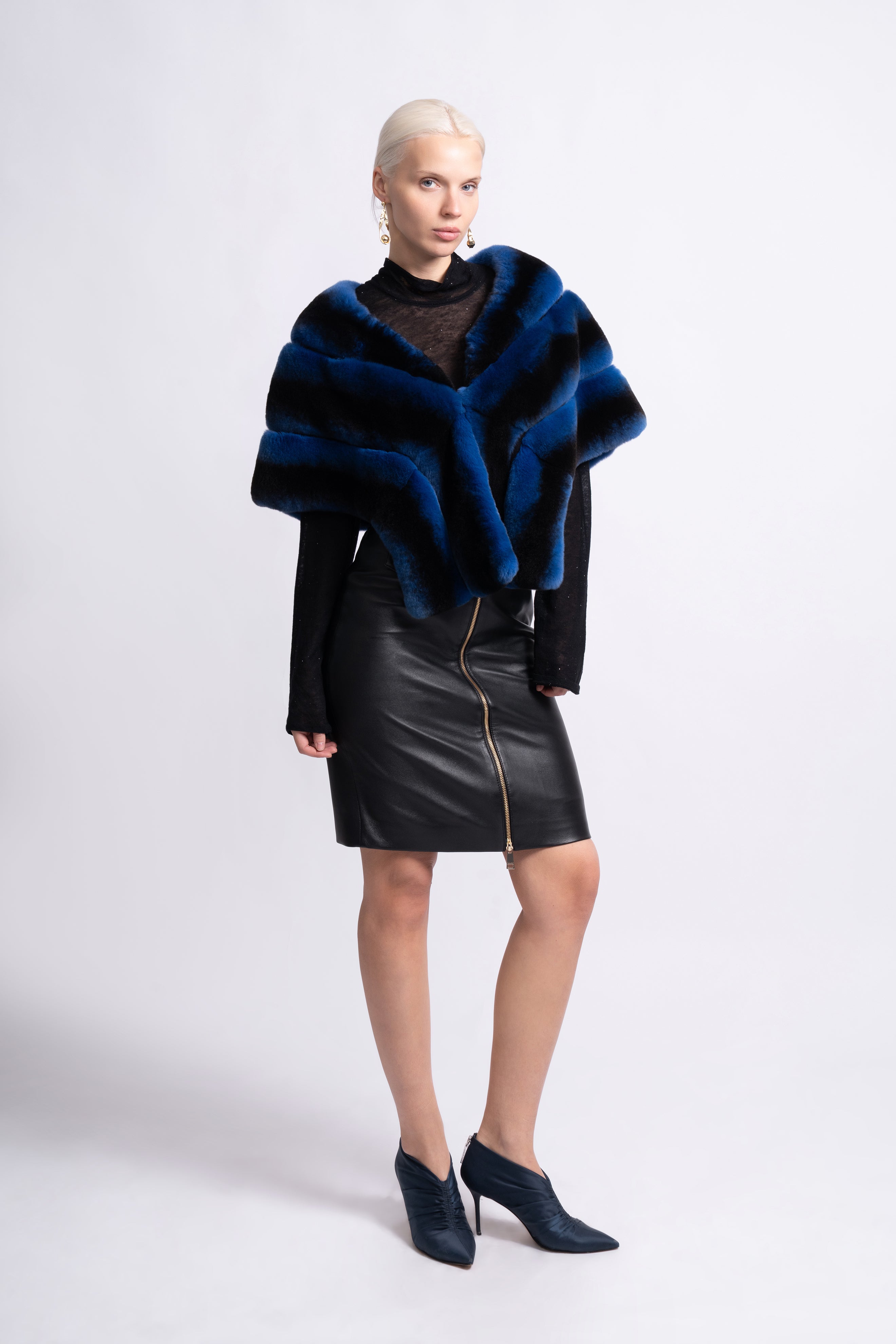 Midnight Rex Fur Cape