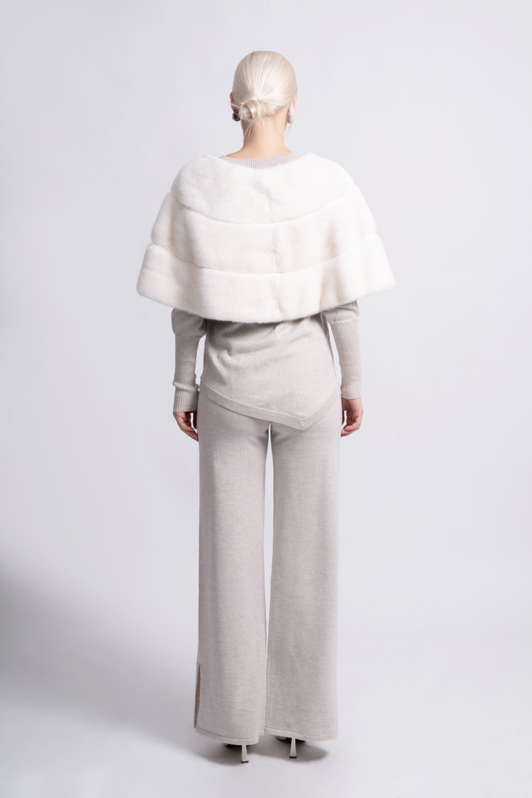 Arctic Whisper White Mink Cape - ADAMO