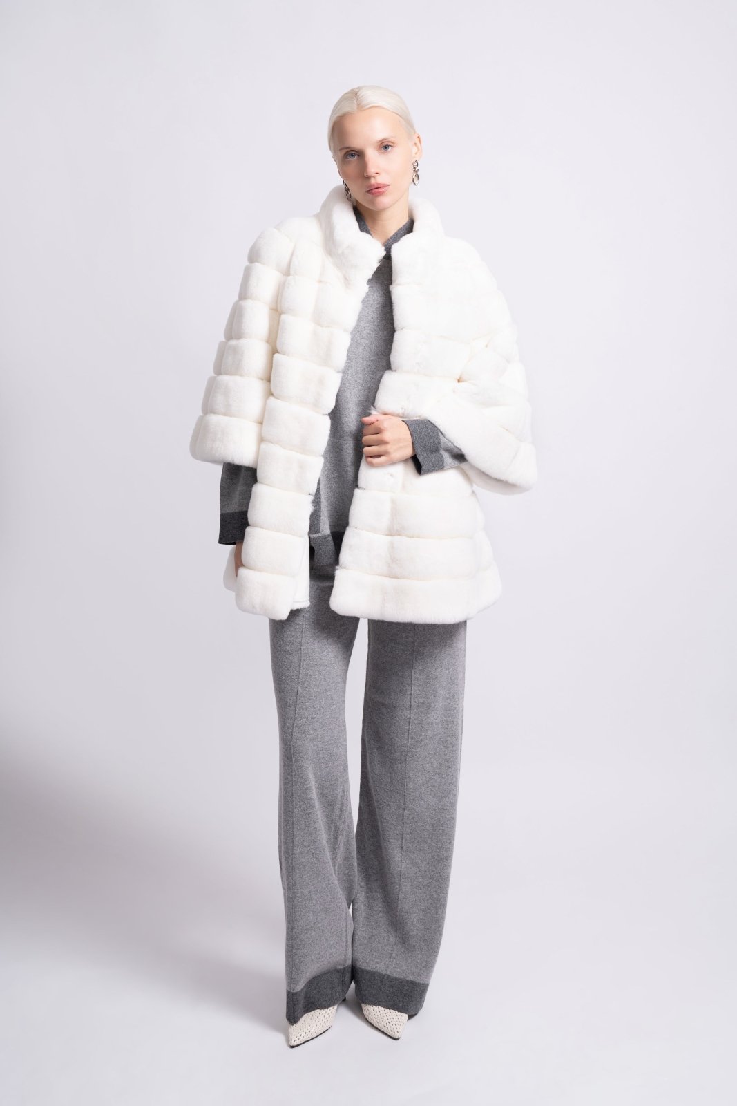 Arctic White Rex Fur Jacket - ADAMO