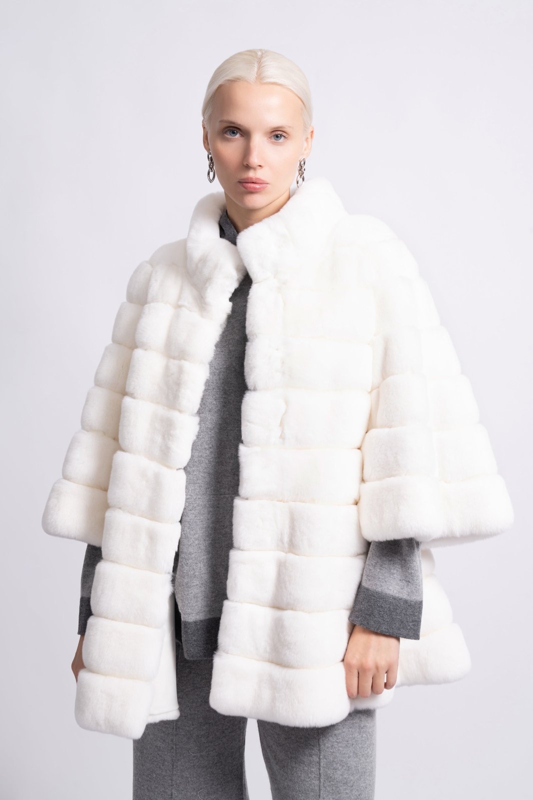 Arctic White Rex Fur Jacket - ADAMO