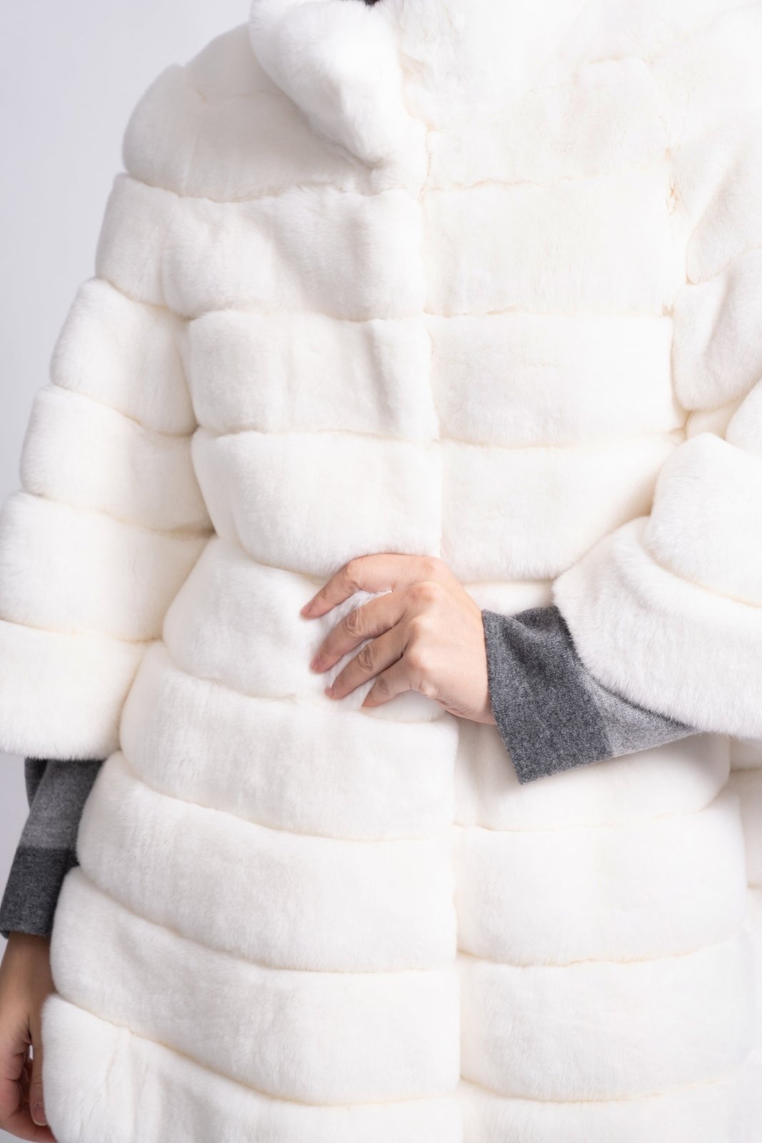 Arctic White Rex Fur Jacket - ADAMO