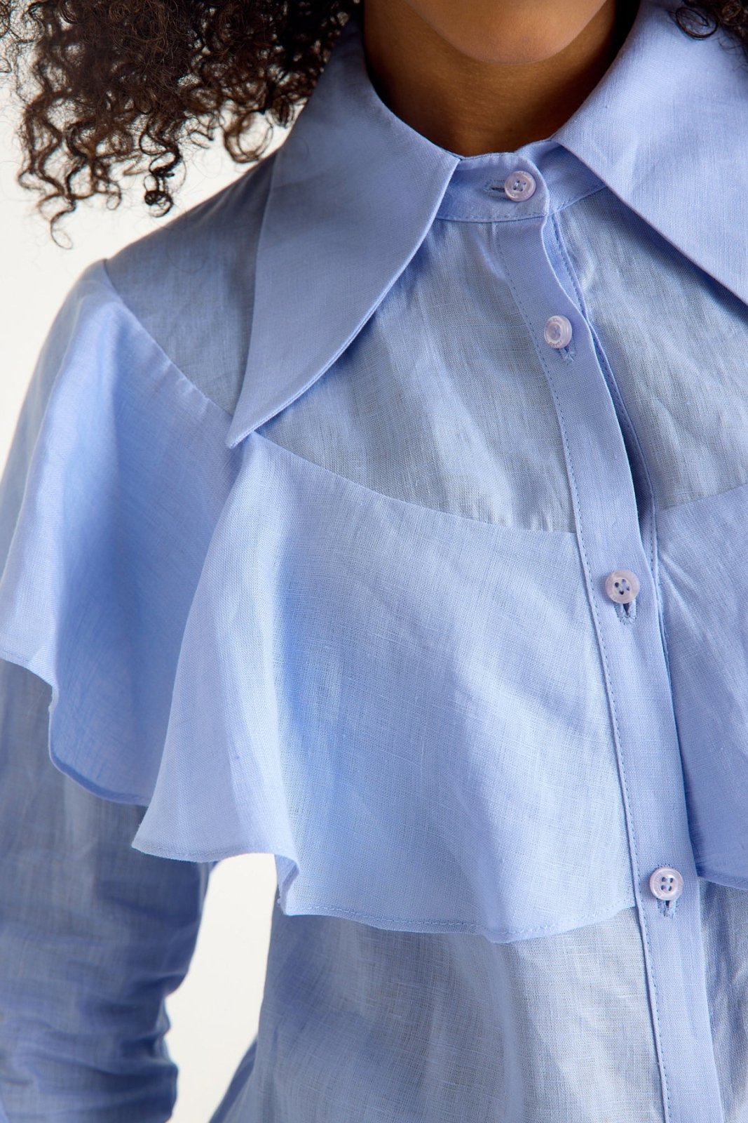 Azul Blue Ruffled Shirt - ADAMO