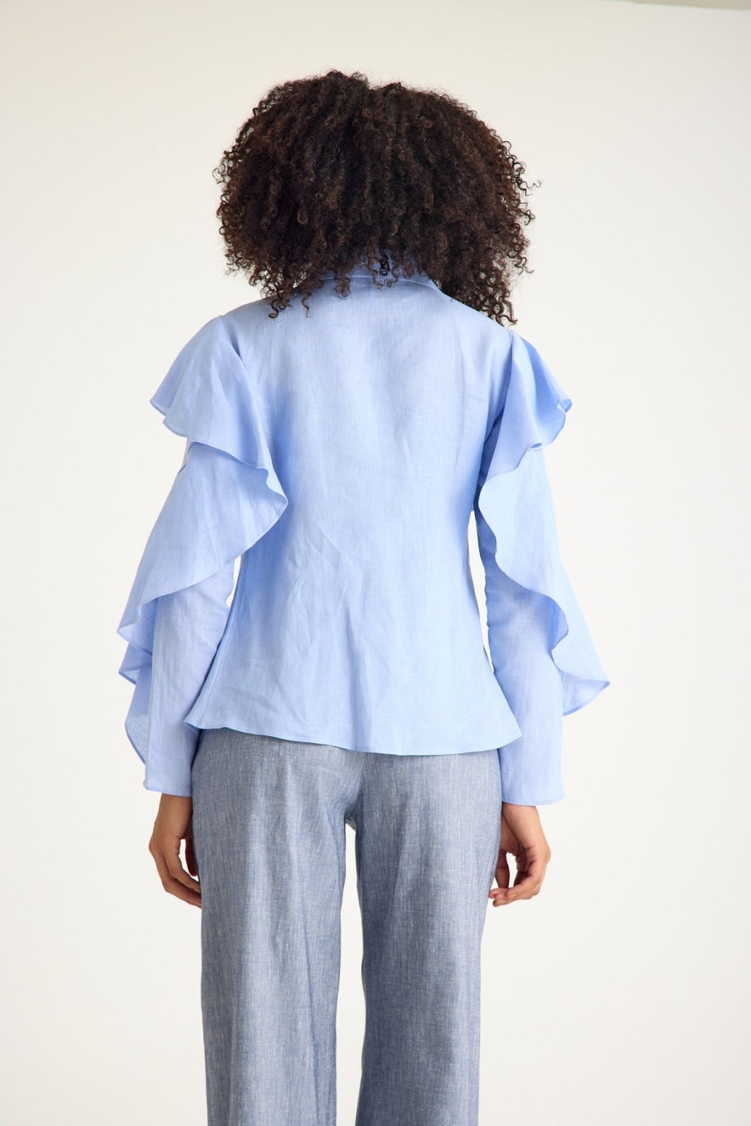 Azul Blue Ruffled Shirt - ADAMO