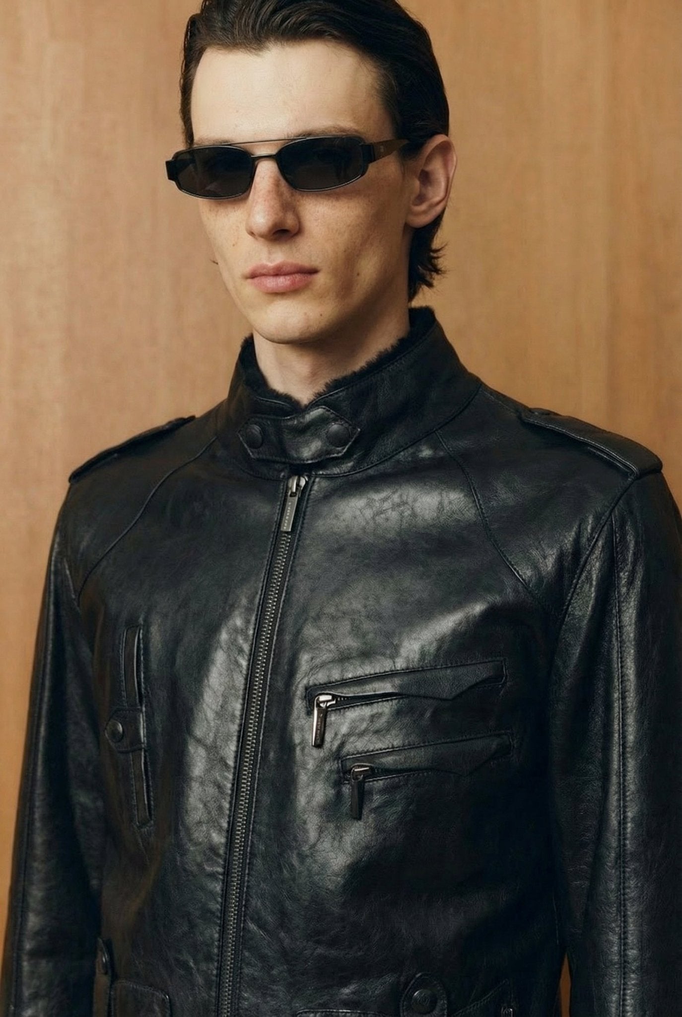 Black Long Leather Jacket - ADAMO