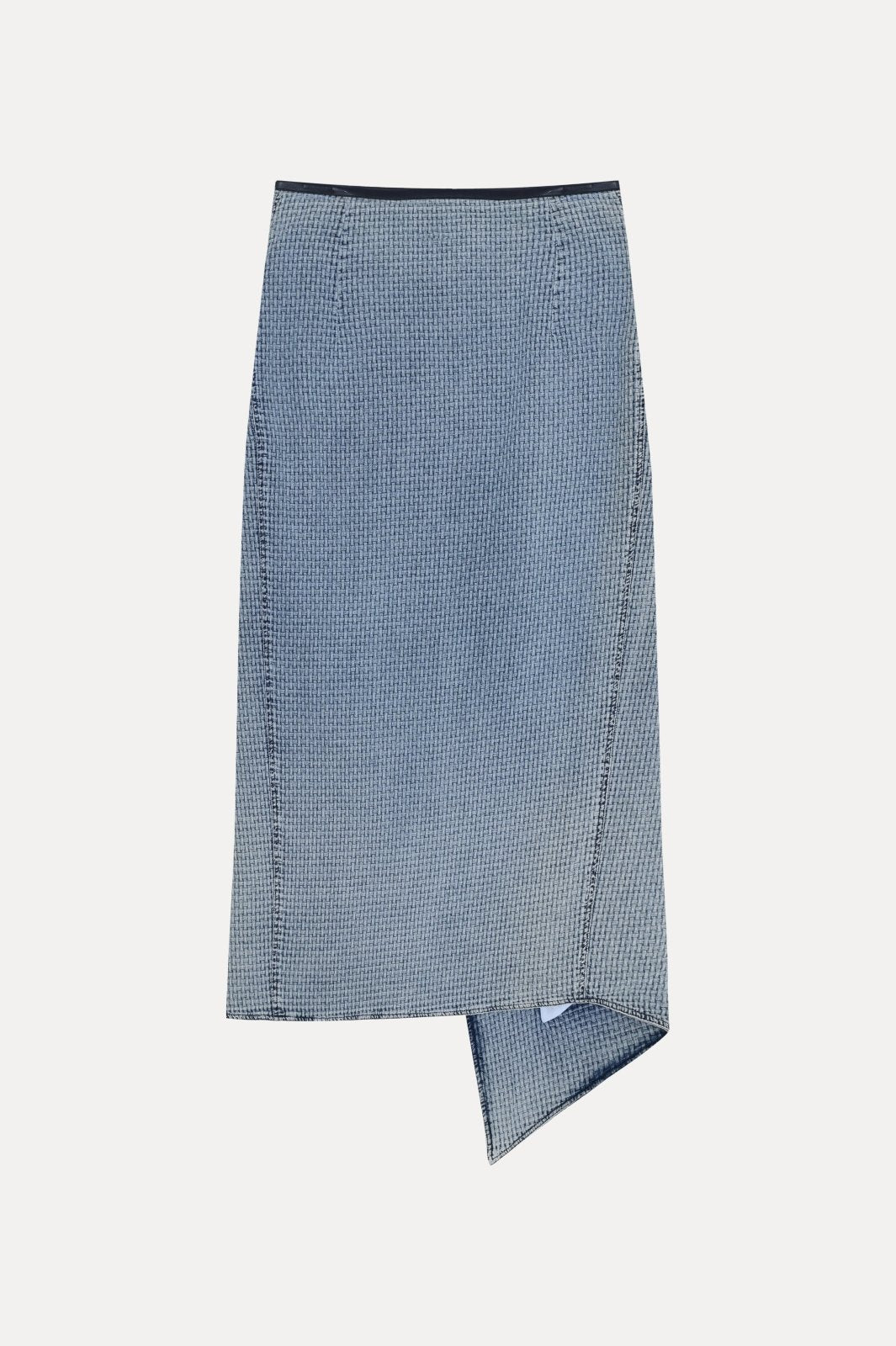 Blue Sculpted Wrap Skirt - ADAMO