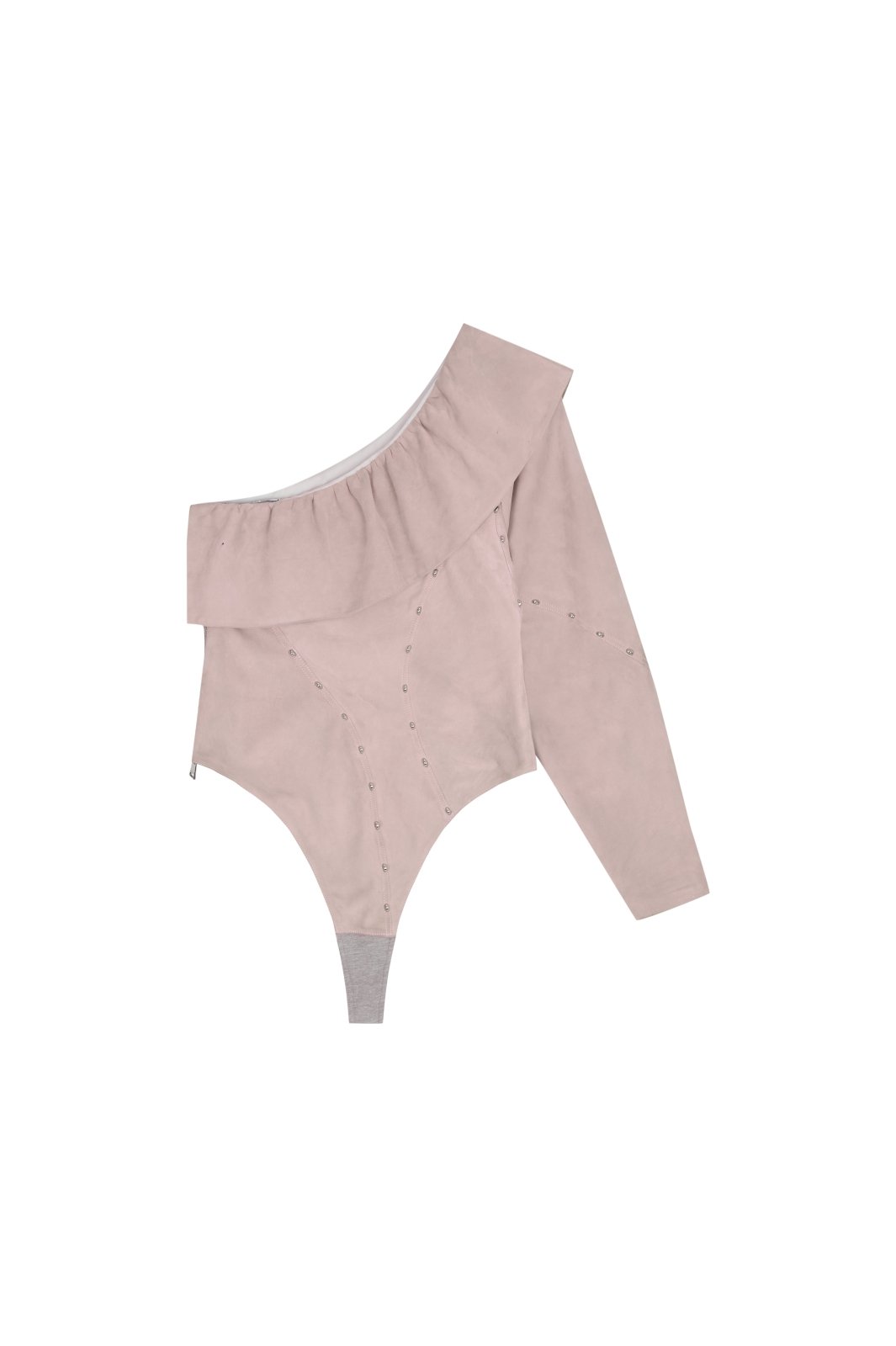 Blush Suede Asymmetric Bodysuit - ADAMO