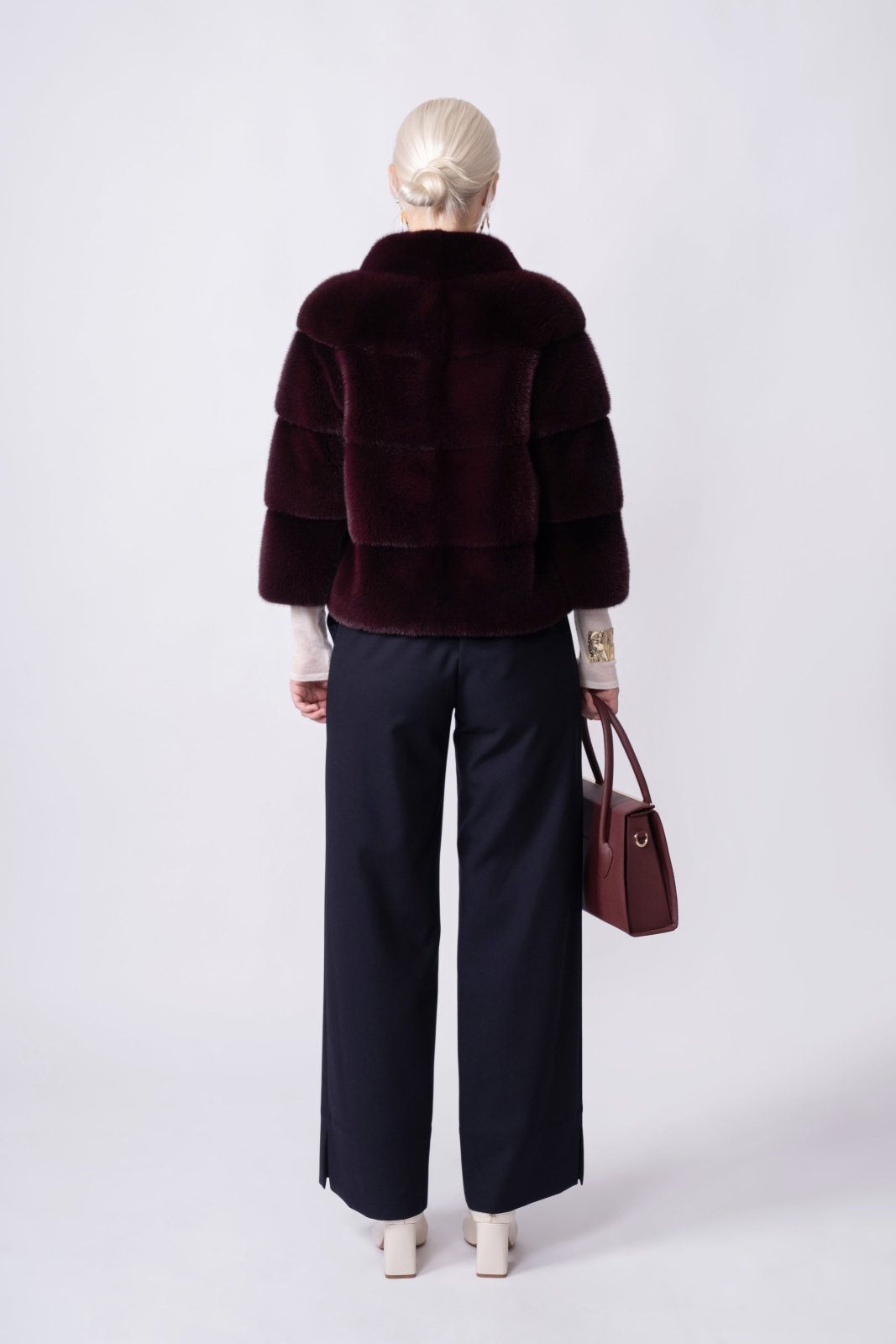 Bordeaux Elegance Short Mink Fur Jacket - ADAMO