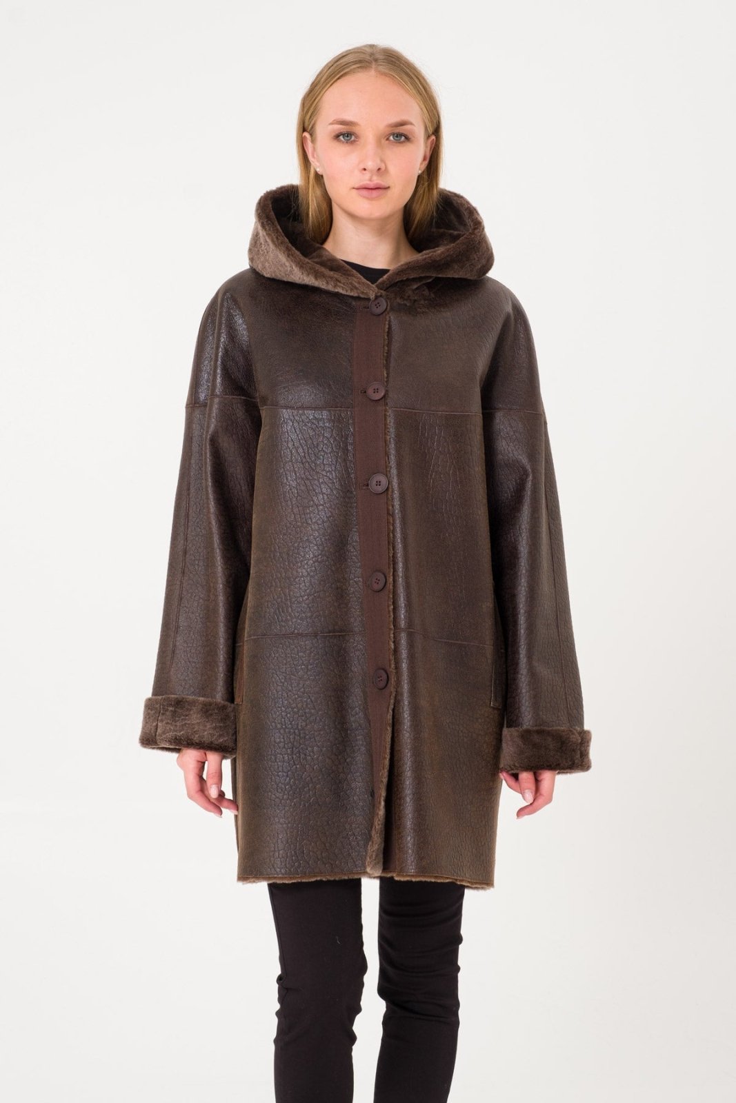 Brown Leather Coat - ADAMO