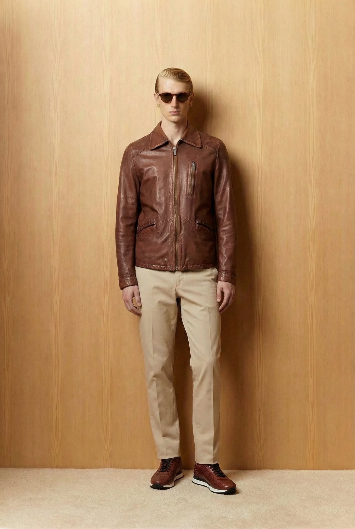 Brown Leather Jacket - ADAMO