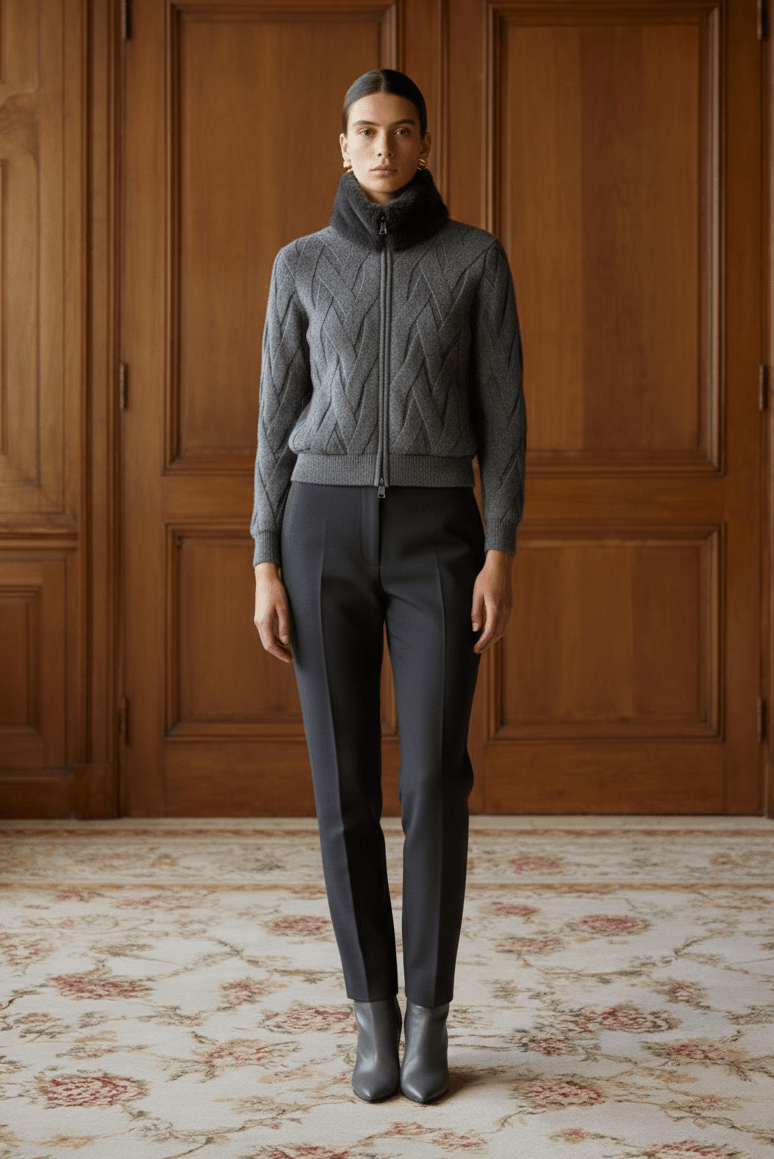 Cashmere Serenità Jacket with Mink Collar - ADAMO
