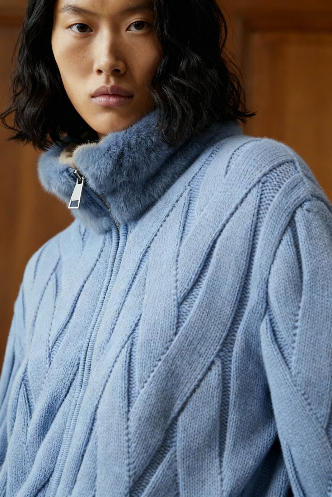 Cashmere Serenità Jacket with Mink Collar - ADAMO