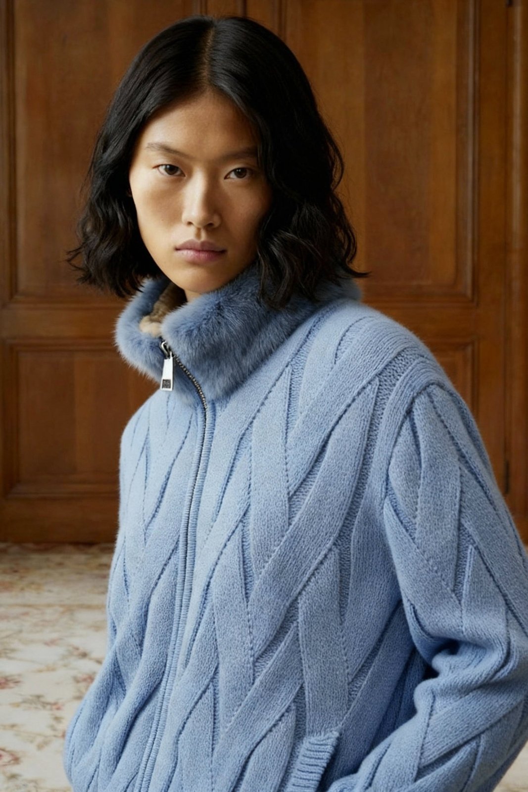 Cashmere Serenità Jacket with Mink Collar - ADAMO