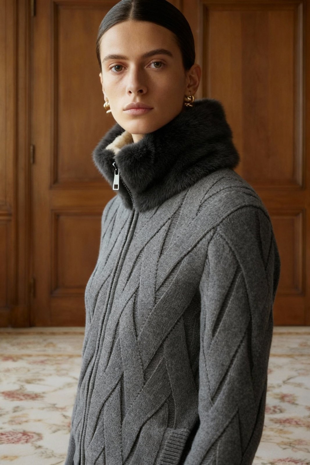 Cashmere Serenità Jacket with Mink Collar - ADAMO