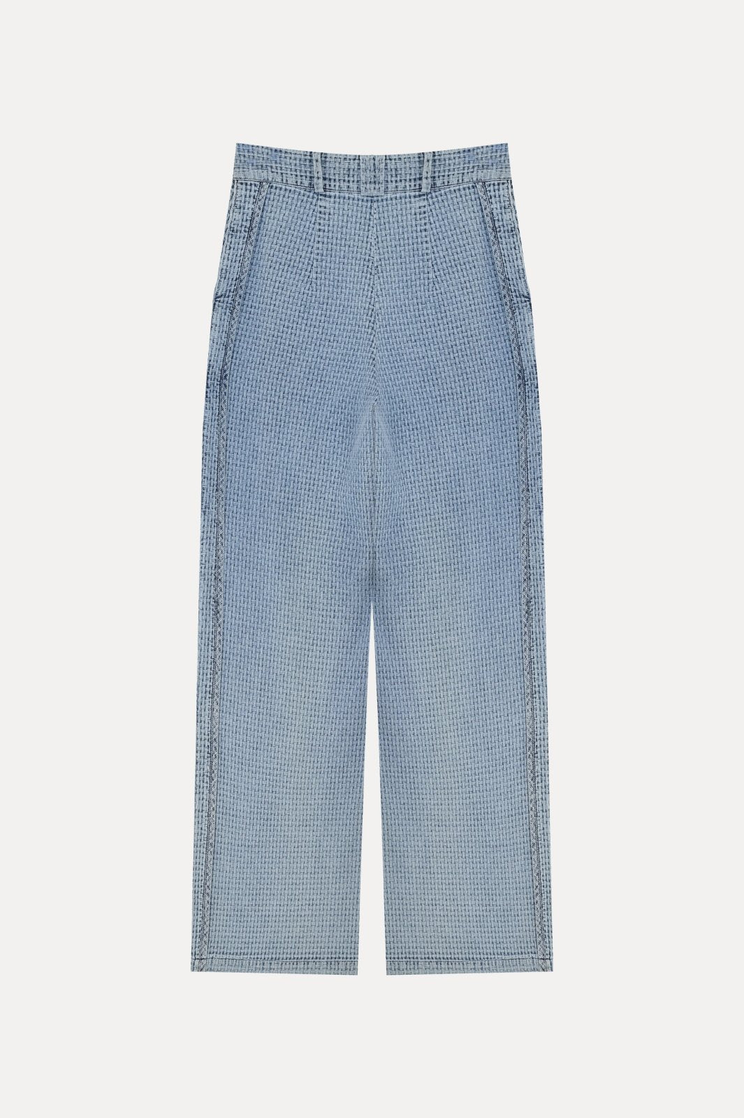 Celeste Blue Textured Wide - Leg Denim - ADAMO