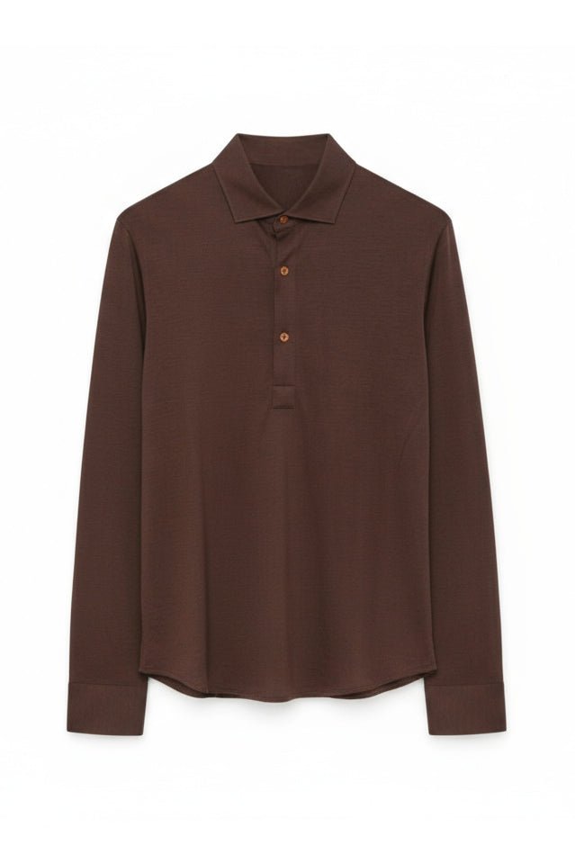 Chocolate Brown Wool Polo - ADAMO