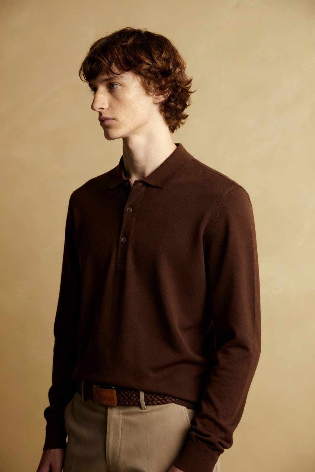 Chocolate Brown Wool Polo - ADAMO