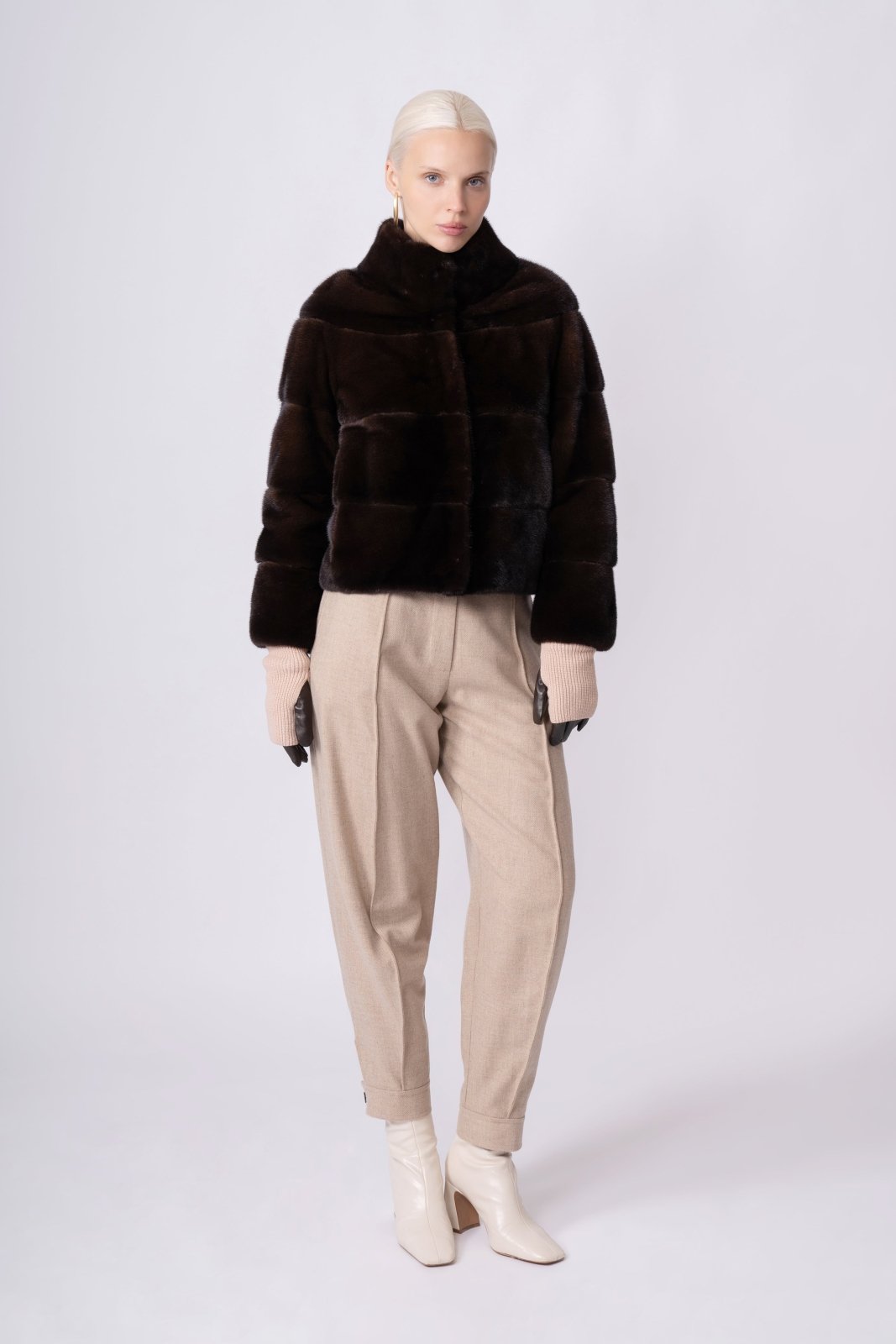 Chocolate Velvet Mink Fur Jacket - ADAMO