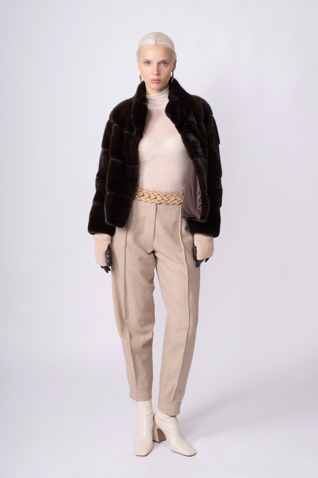 Chocolate Velvet Mink Fur Jacket - ADAMO